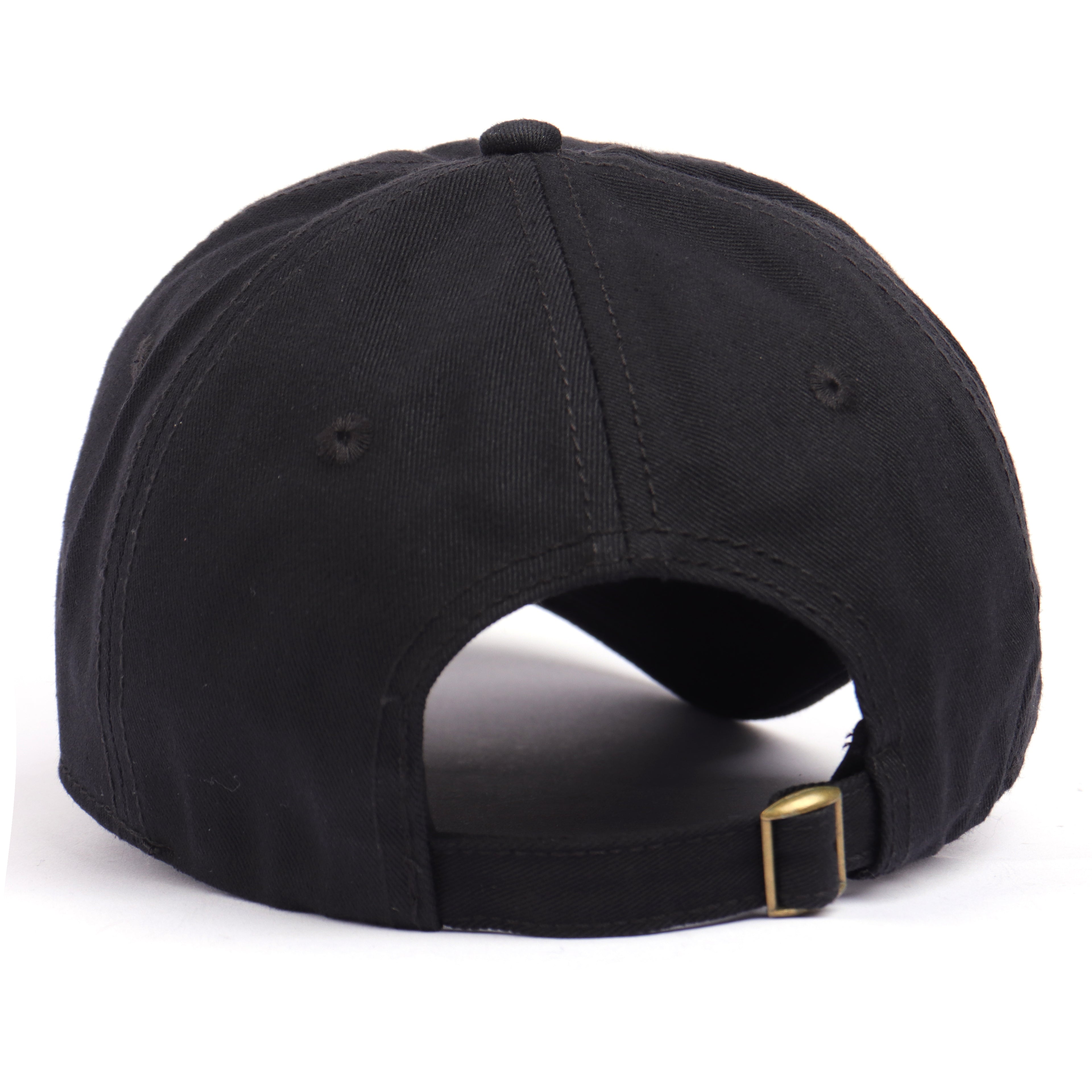Black oversized cotton baseball cap - adjustable strap close-up