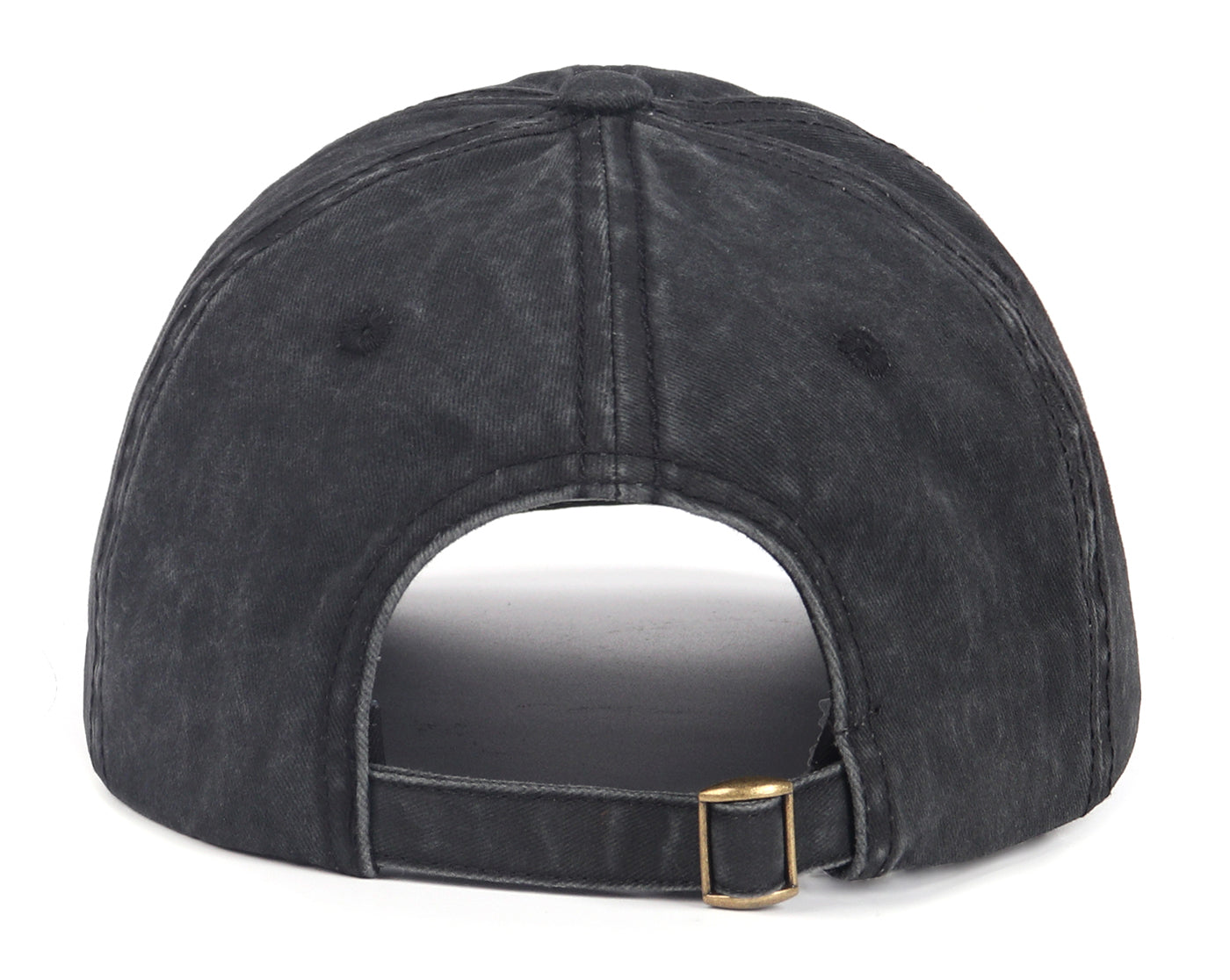 Black washed denim baseball cap for big heads - back view