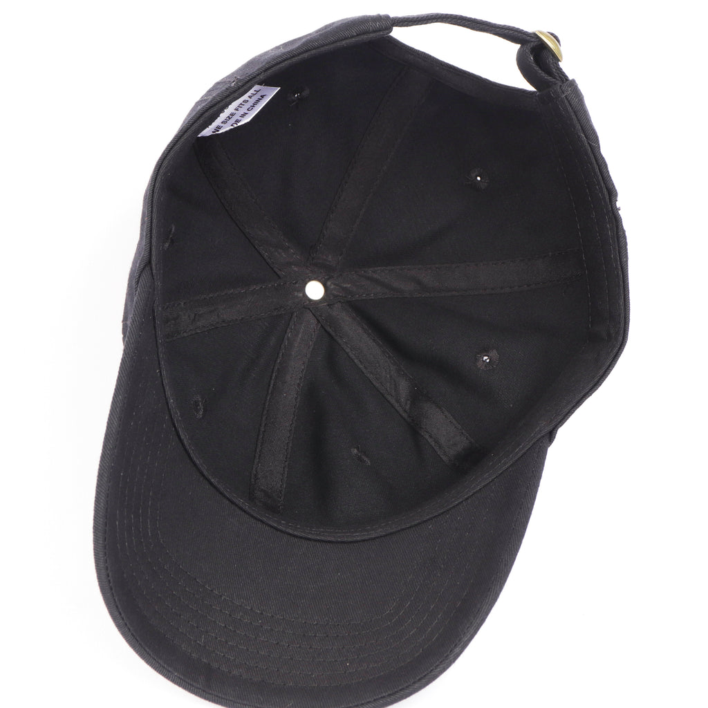 Black cotton baseball cap for big heads - back view detail