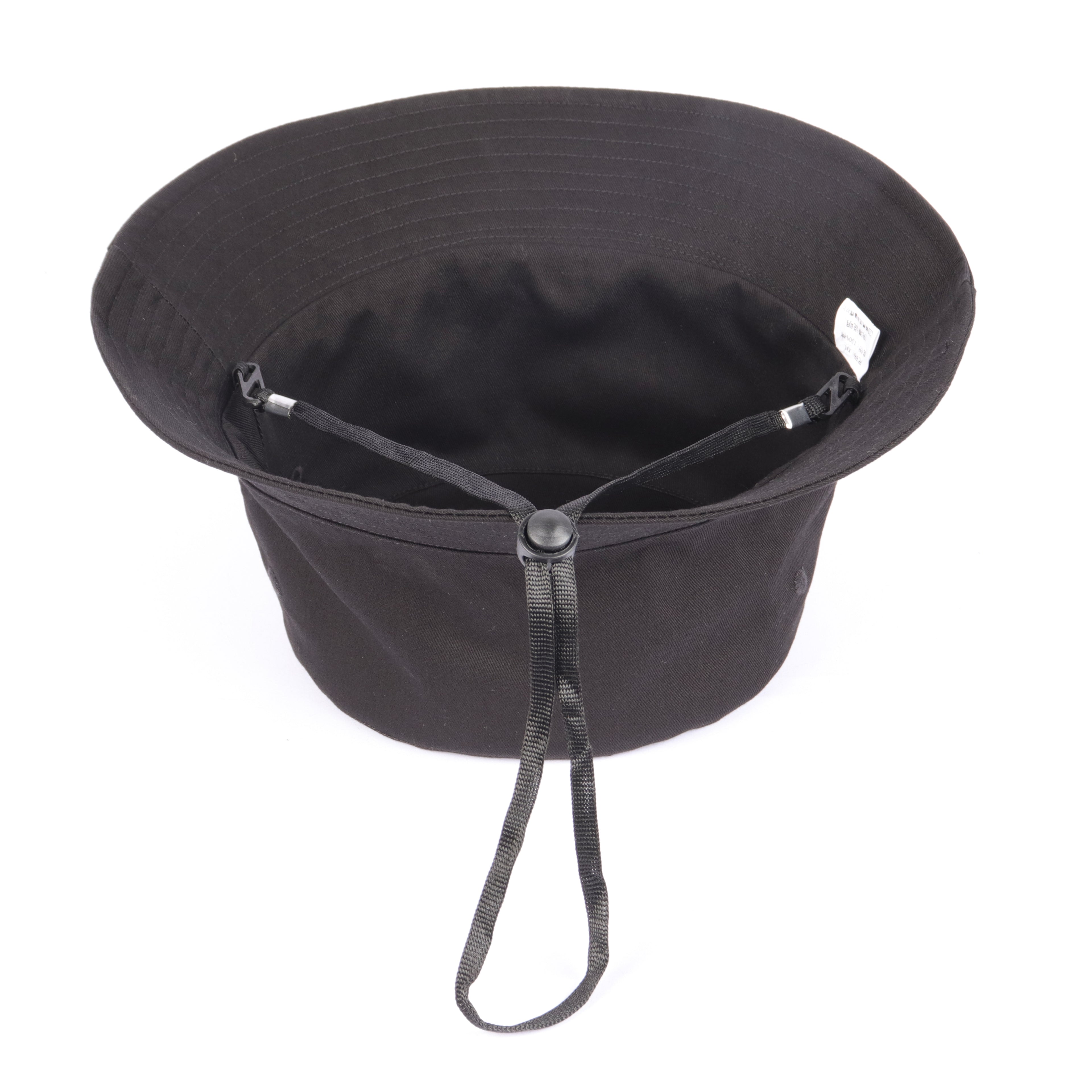 Double-sided black reversible cotton bucket hat for big heads - interior reversible detail