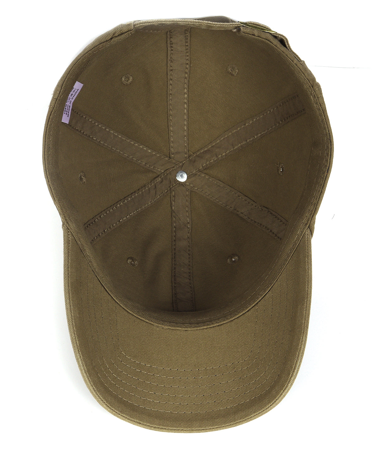 Light brown cotton baseball cap for big heads - interior detail