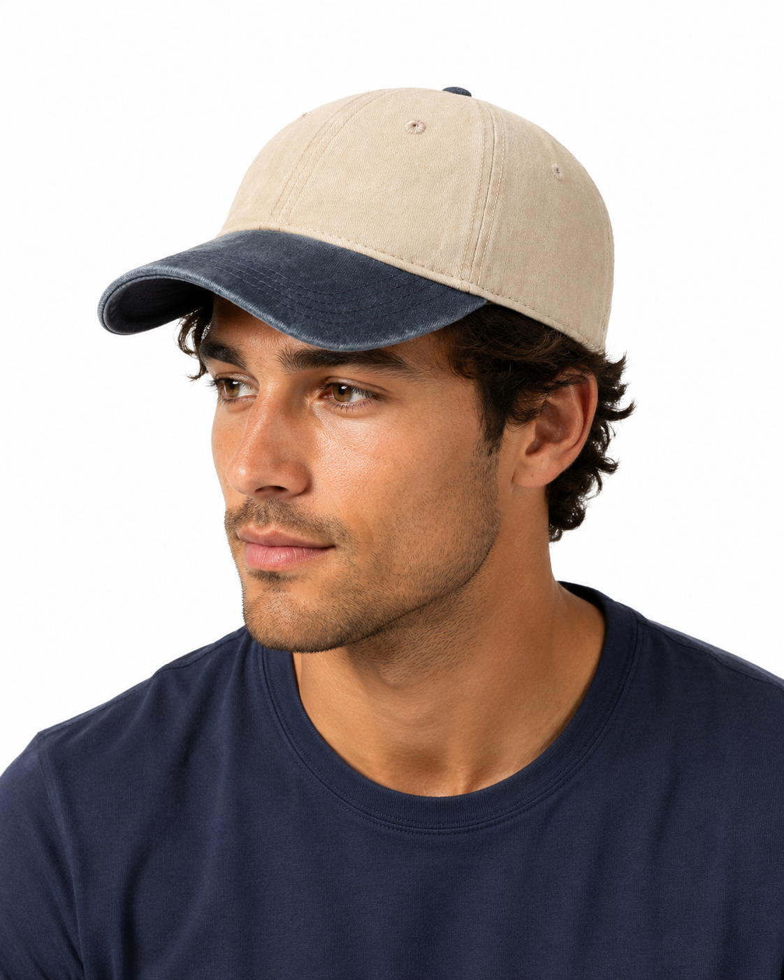 Gorra de béisbol de perfil bajo con lavado bicolor para cabezas grandes