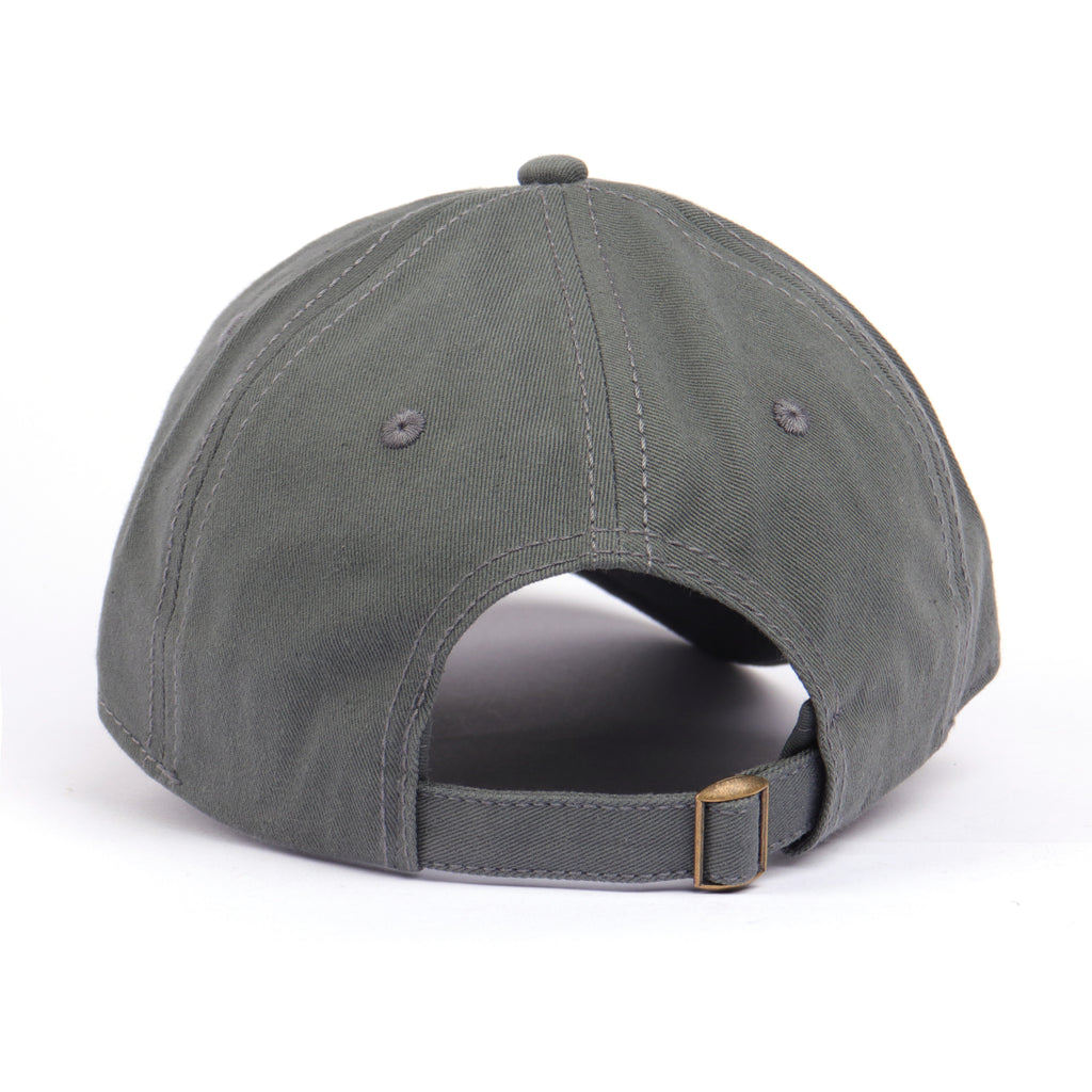 Gray cotton baseball cap for big heads - back adjustable strap