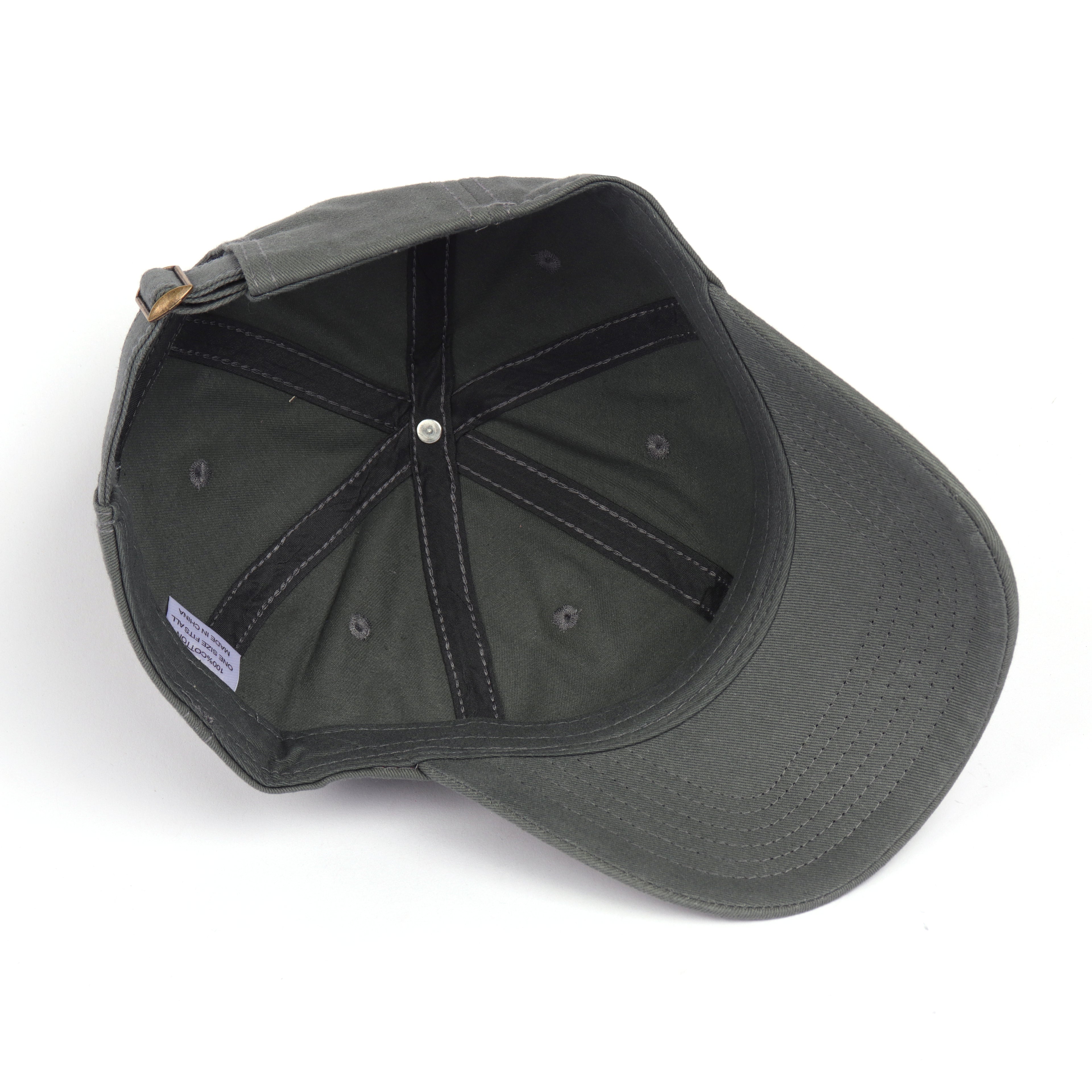Gray cotton baseball cap for big heads - interior detail