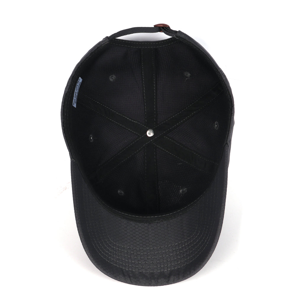 Grey textured quick-dry baseball cap for big heads - interior sweatband detail