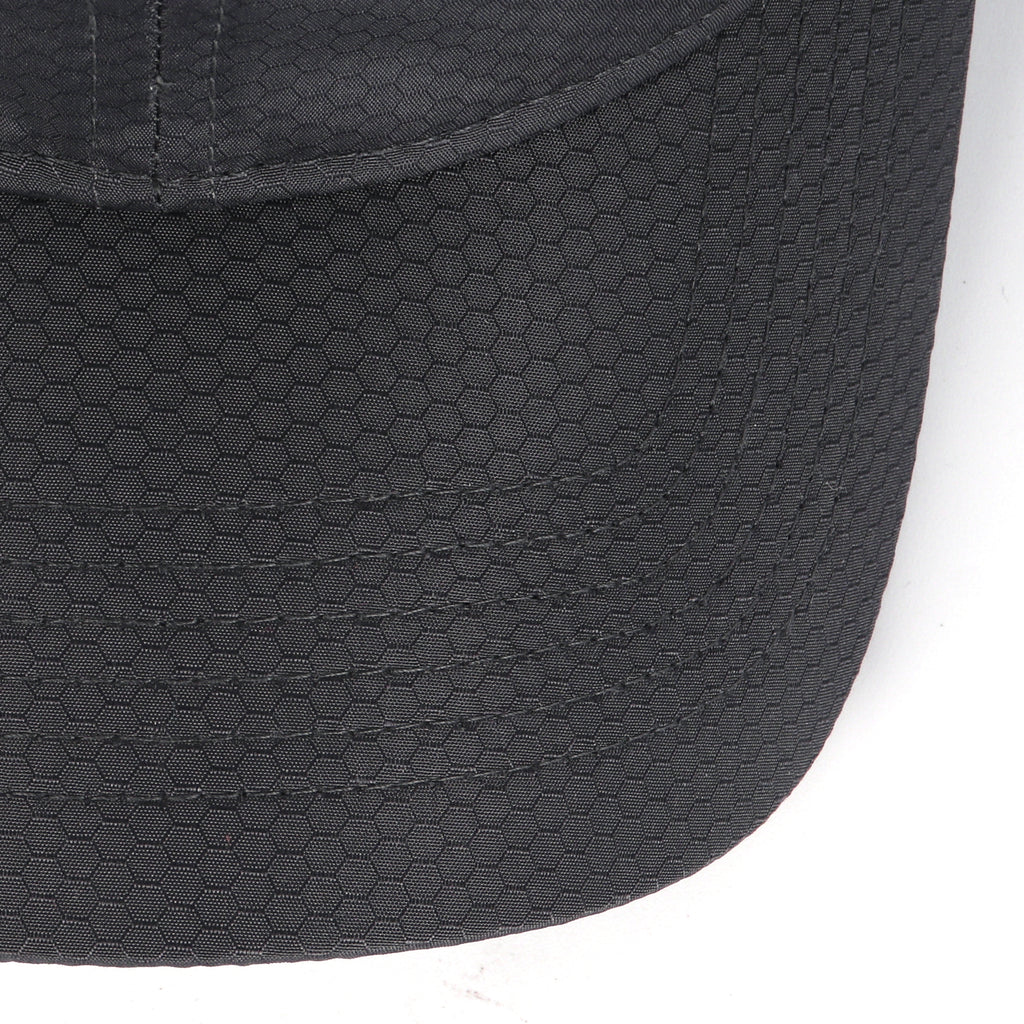 Grey textured quick-dry baseball cap for big heads - curved brim close-up