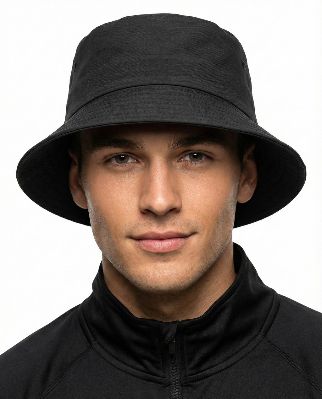 Black quick-dry bucket hat for big heads XXL -model photo- Zylioo