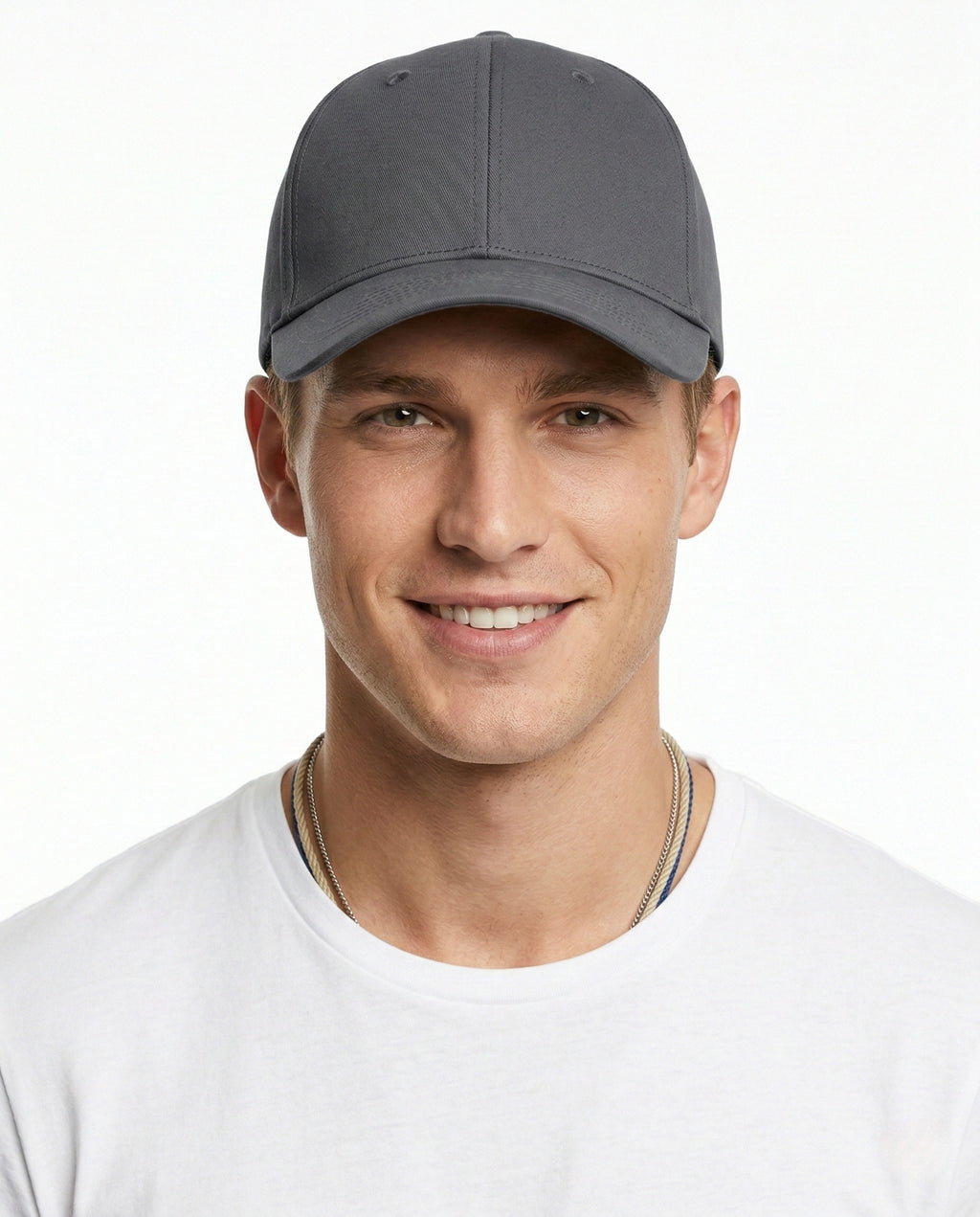 Model wearing 6-panel quick-dry baseball cap for big heads