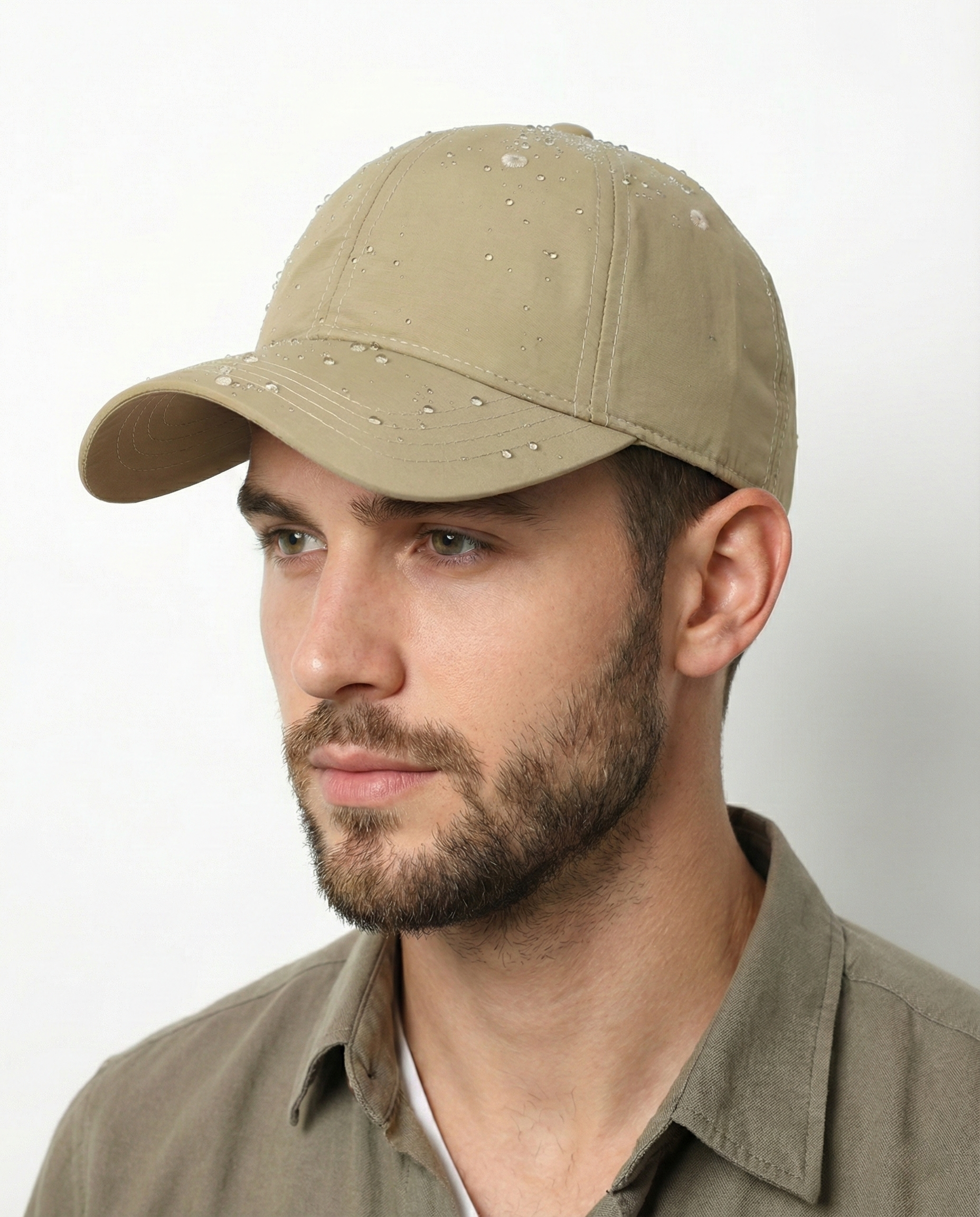 Khaki quick-dry baseball cap for big heads XXL - front view 