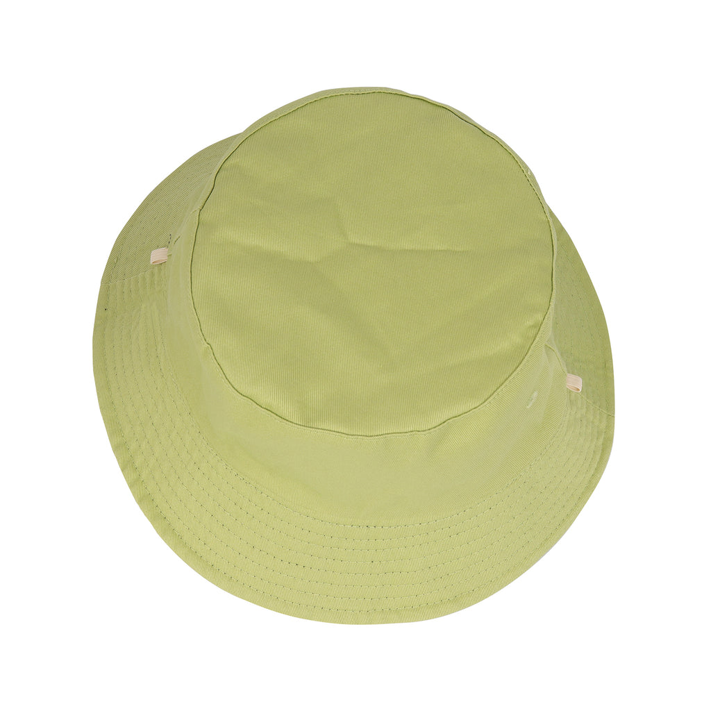 Black avocado green reversible cotton bucket hat for big heads - top crown view
