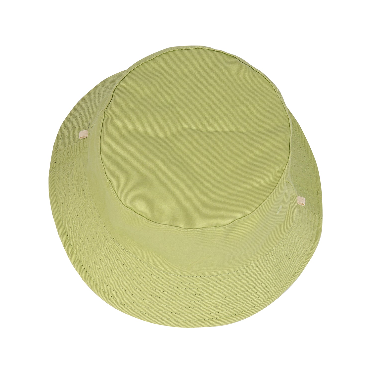Black avocado green reversible cotton bucket hat for big heads - top crown view