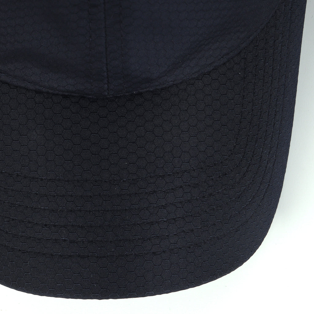 Navy blue textured quick-dry baseball cap for big heads - curved brim close-up