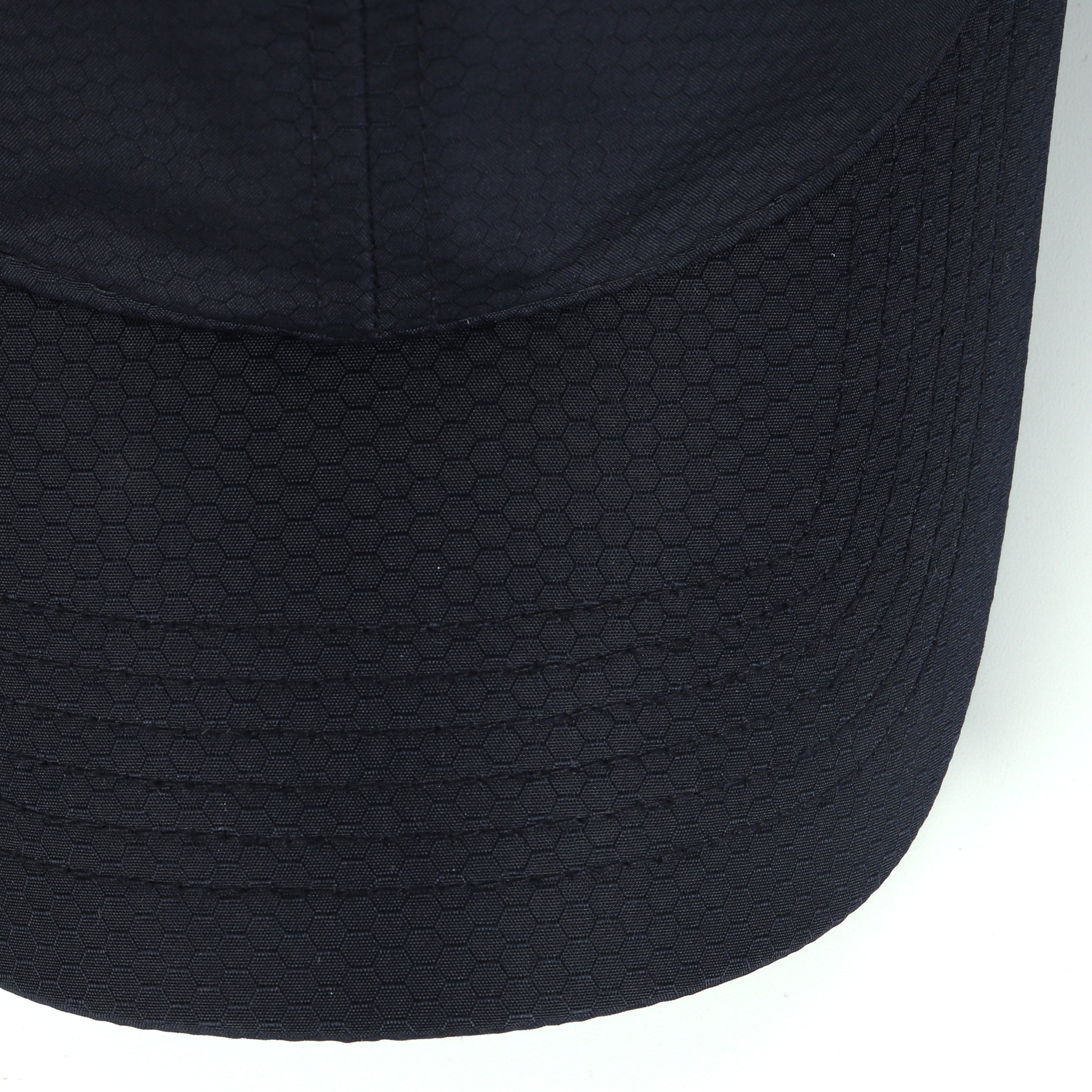  Navy blue textured quick-dry baseball cap for big heads - curved brim close-up