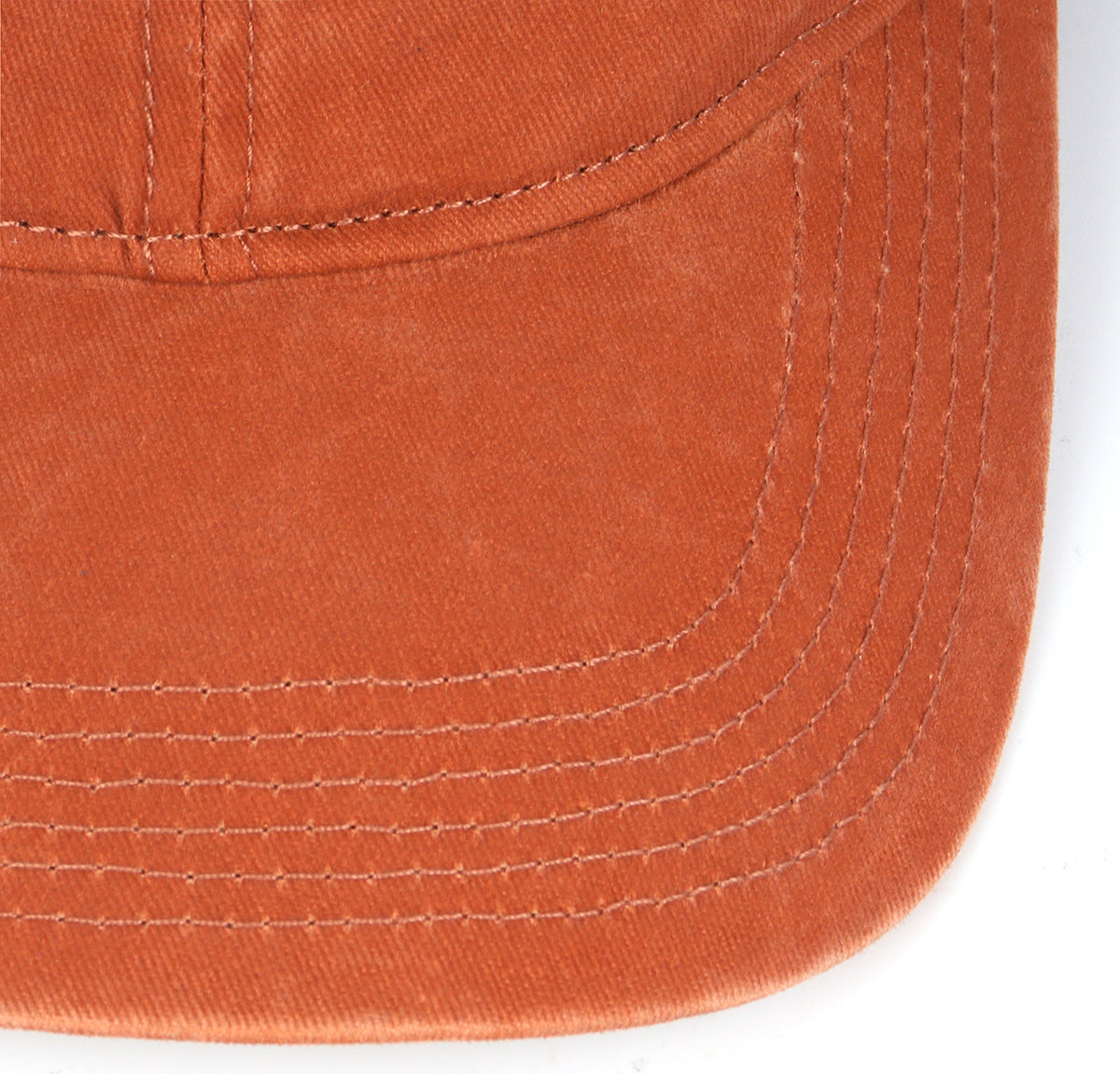 Orange washed denim baseball cap for big heads-curved brim close-up
