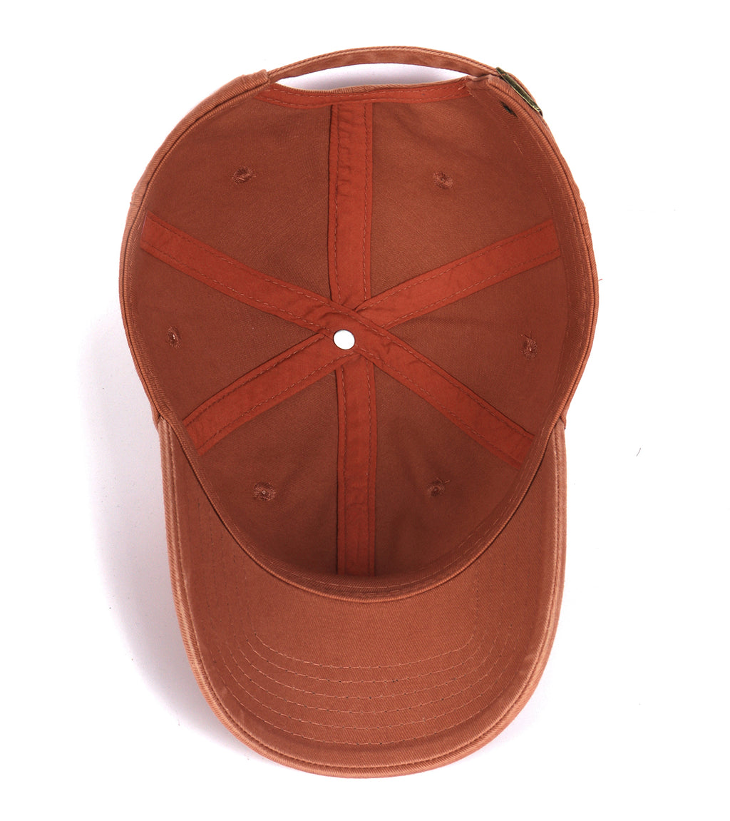 Orange red cotton baseball cap for big heads XXL - interior detail