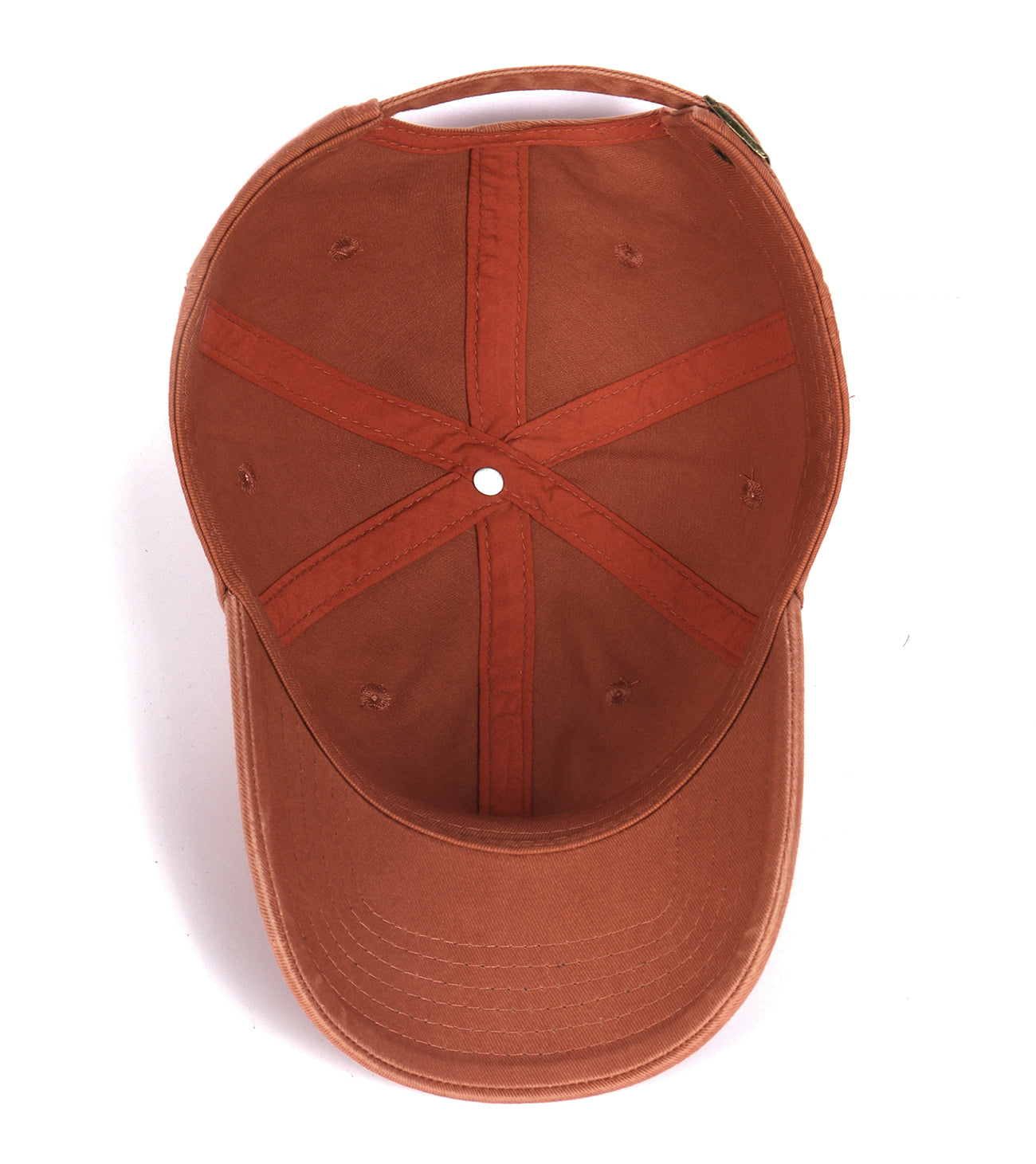 Orange red cotton baseball cap for big heads XXL - interior detail