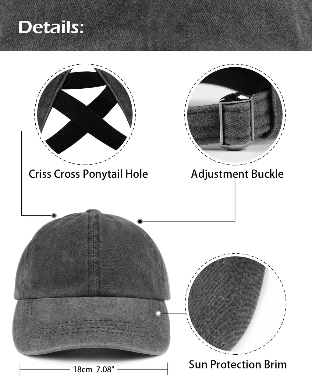 Small-Fit Ponytail Baseball Cap - Zylioo