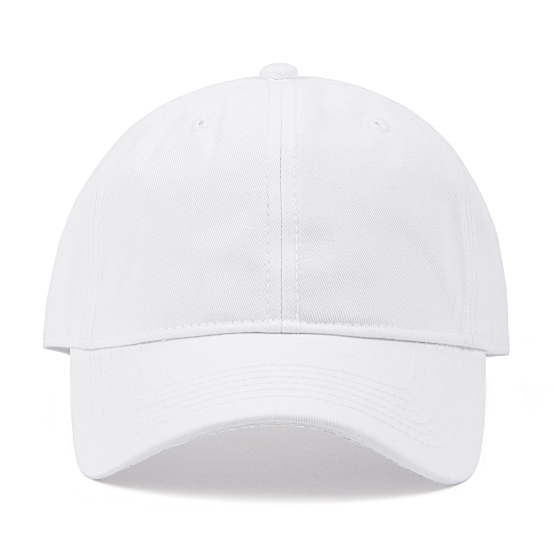 White cotton baseball cap for big heads XXL - front view