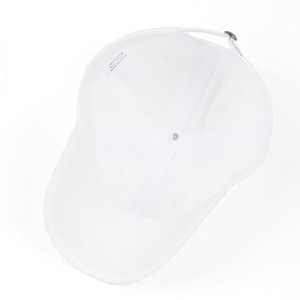 White cotton baseball cap for big heads - interior detail