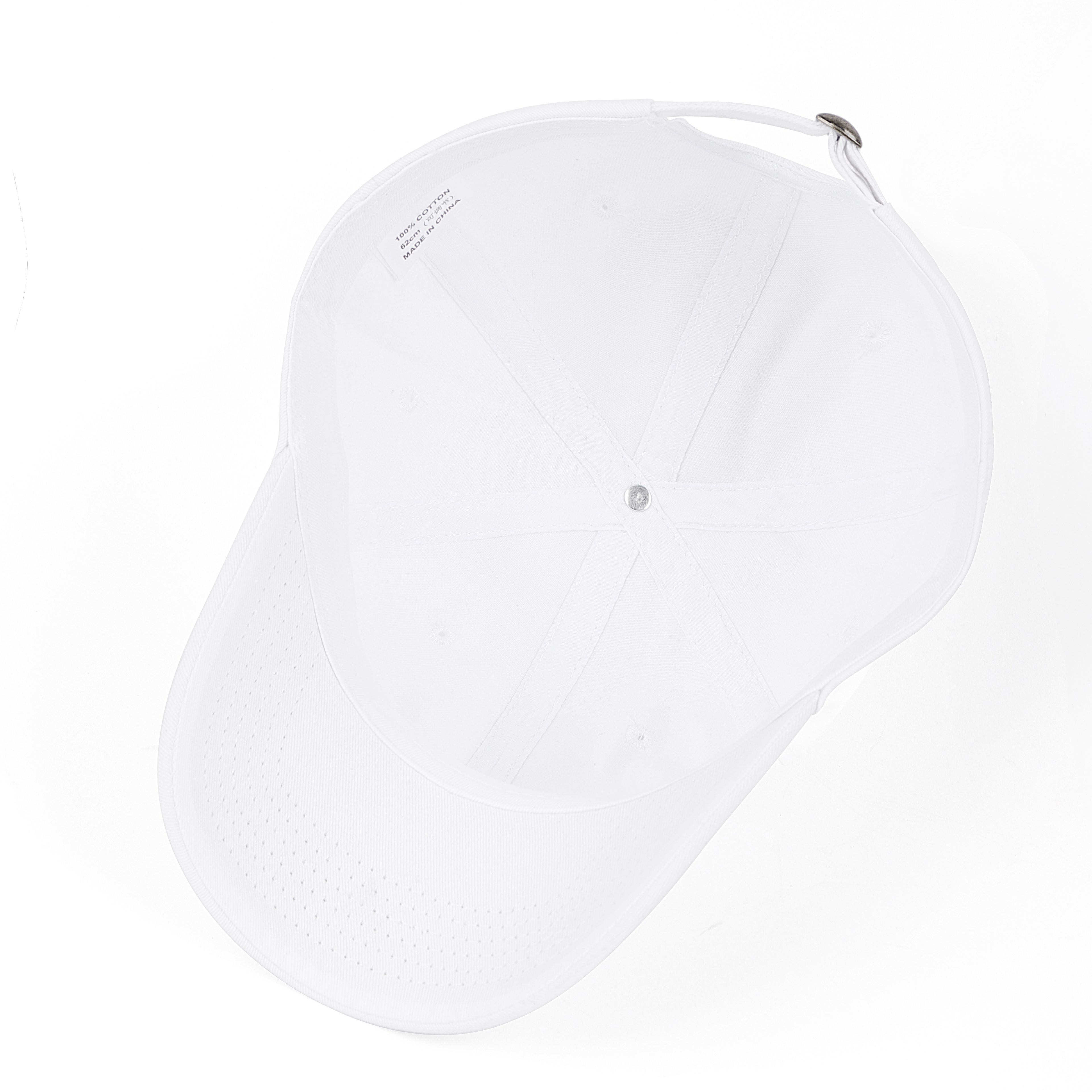 White cotton baseball cap for big heads - interior detail