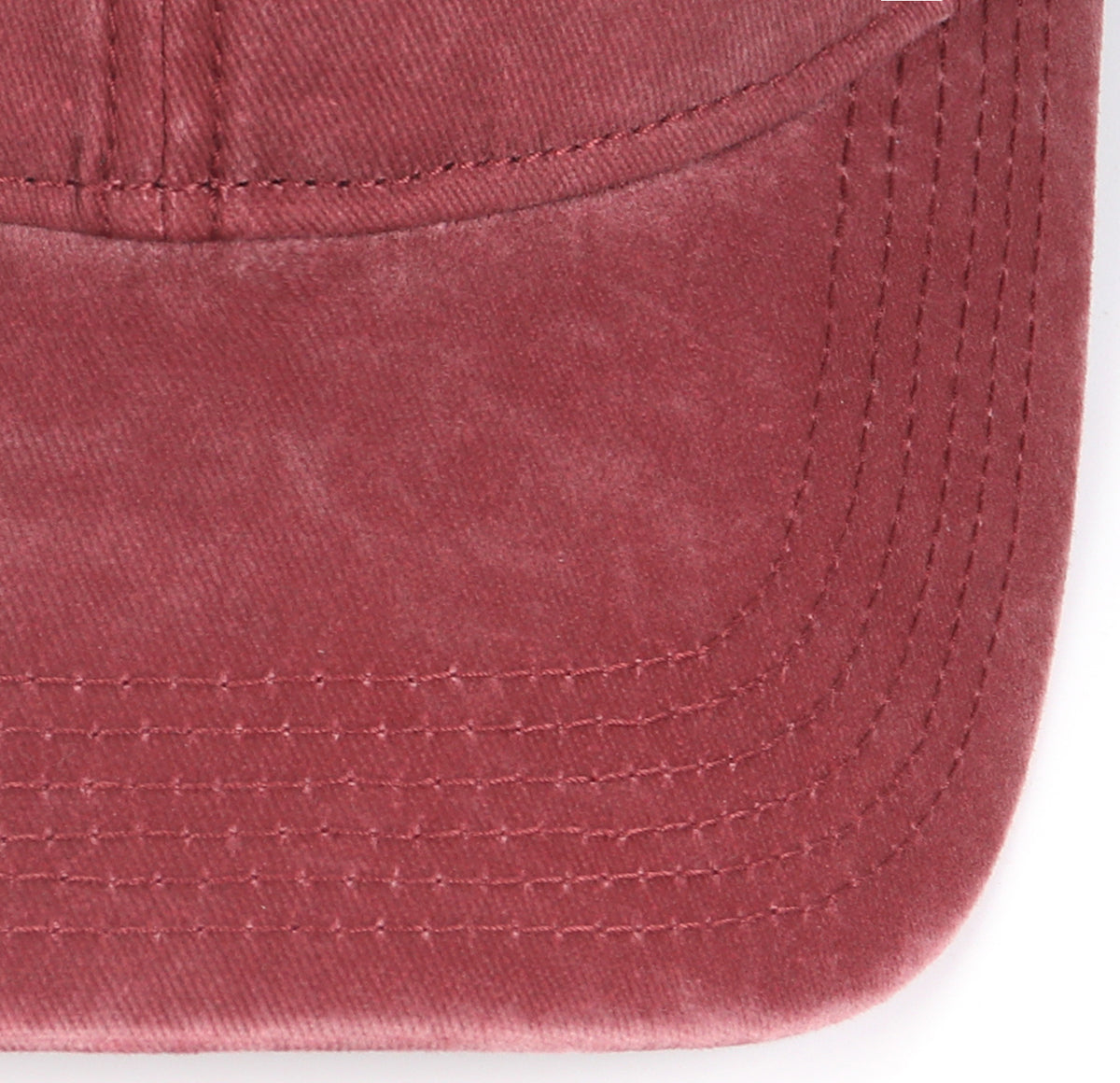 Wine red washed denim baseball cap for big heads - adjustable buckle close-up