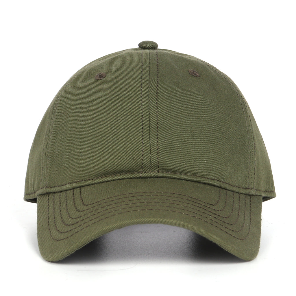 Army green cotton baseball cap for big heads XXL - front view