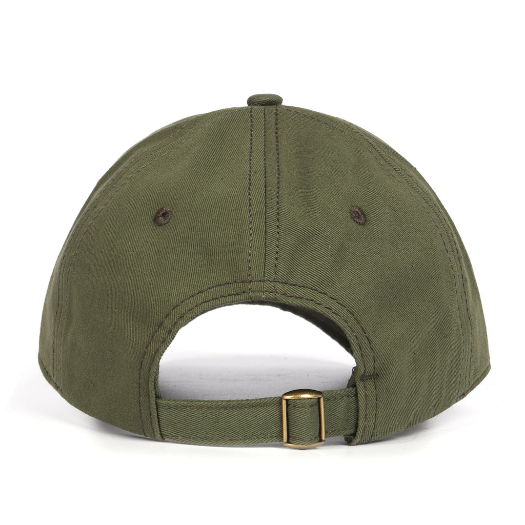 Army green cotton baseball cap for big heads - interior sweatband detail