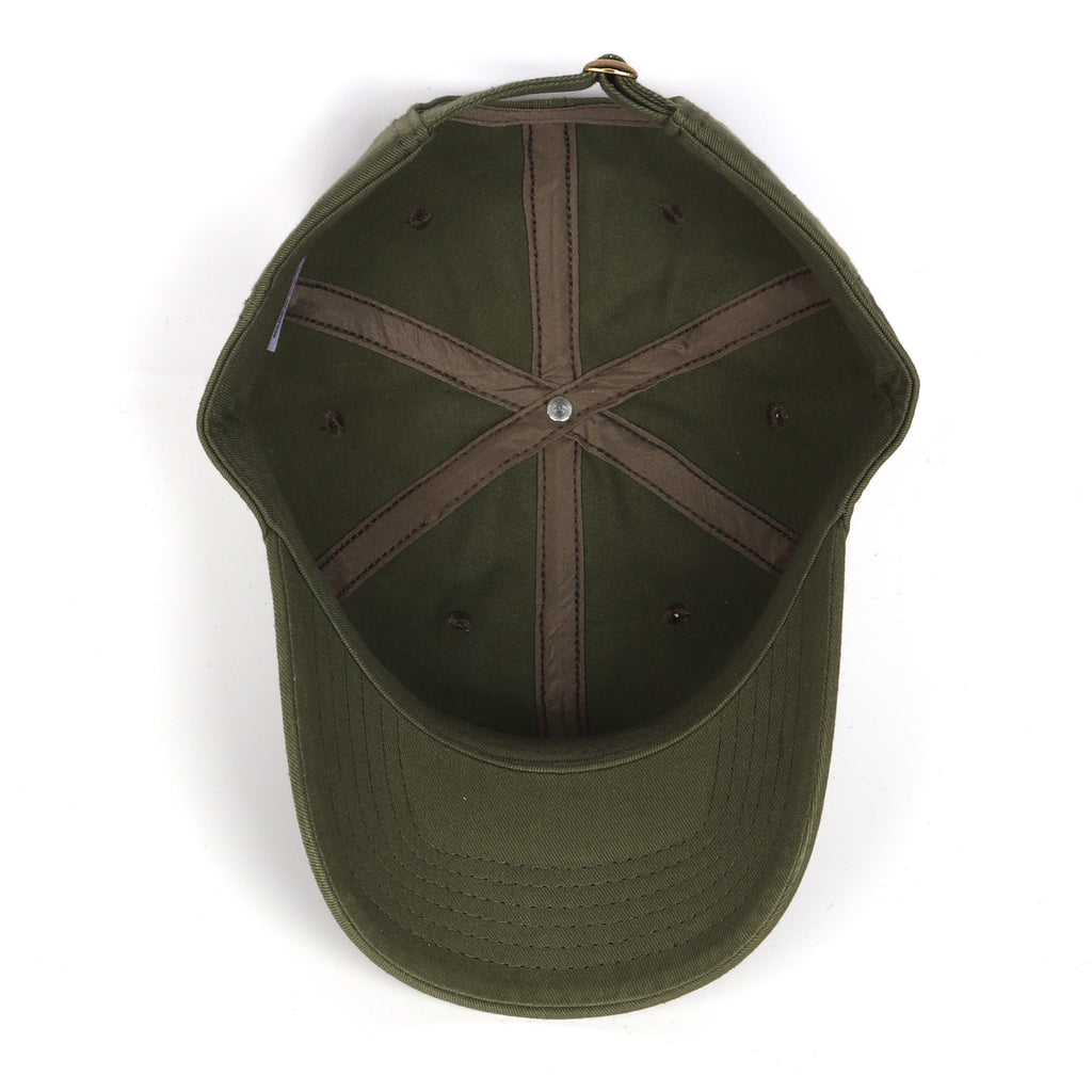 Army green cotton baseball cap for big heads XXL - top view