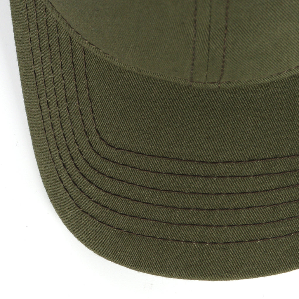 Army green cotton baseball cap for big heads - back view with adjustable strap