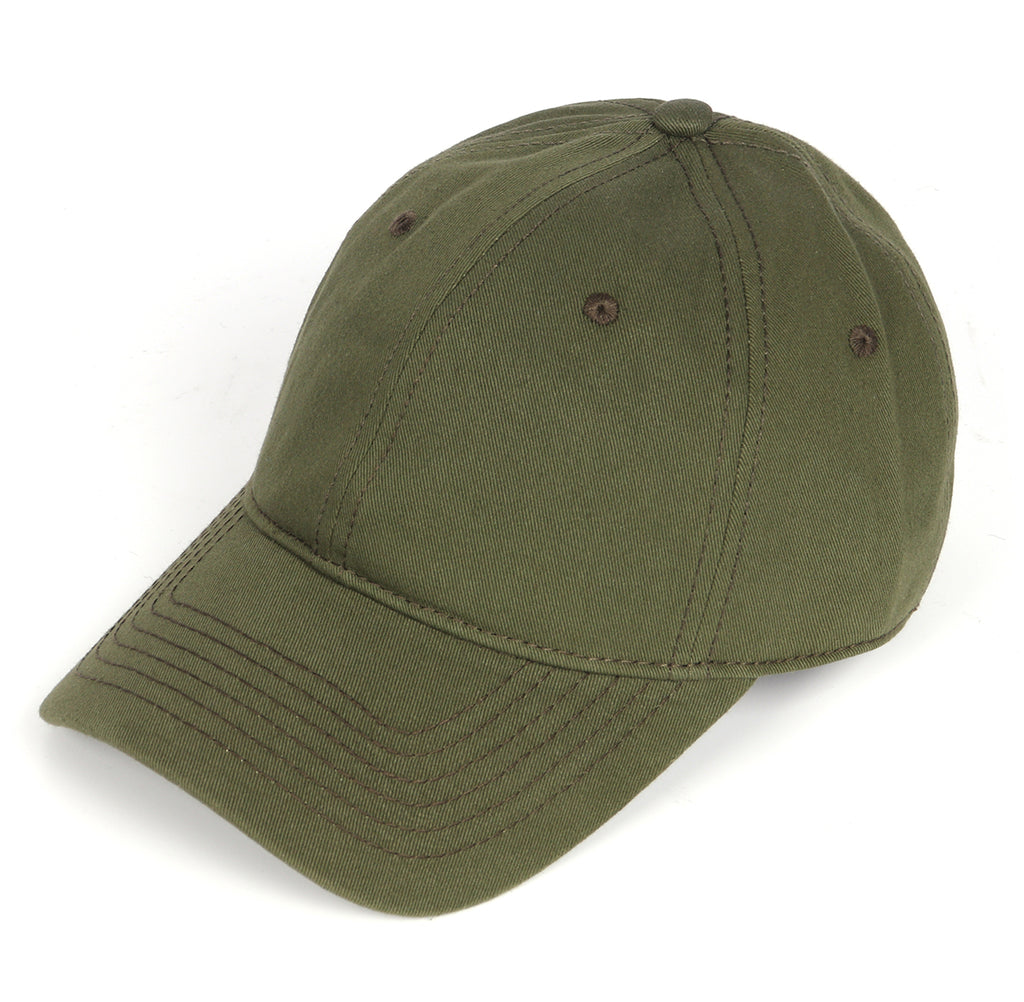 Army green oversized cotton baseball cap - side angle detail