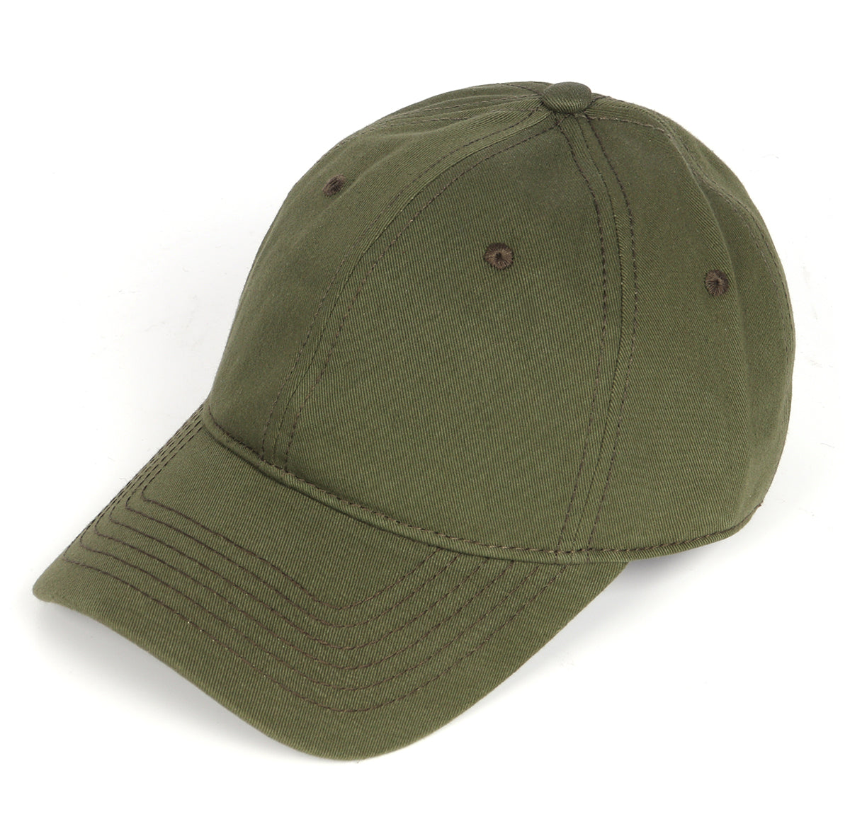 Army green oversized cotton baseball cap - side angle detail