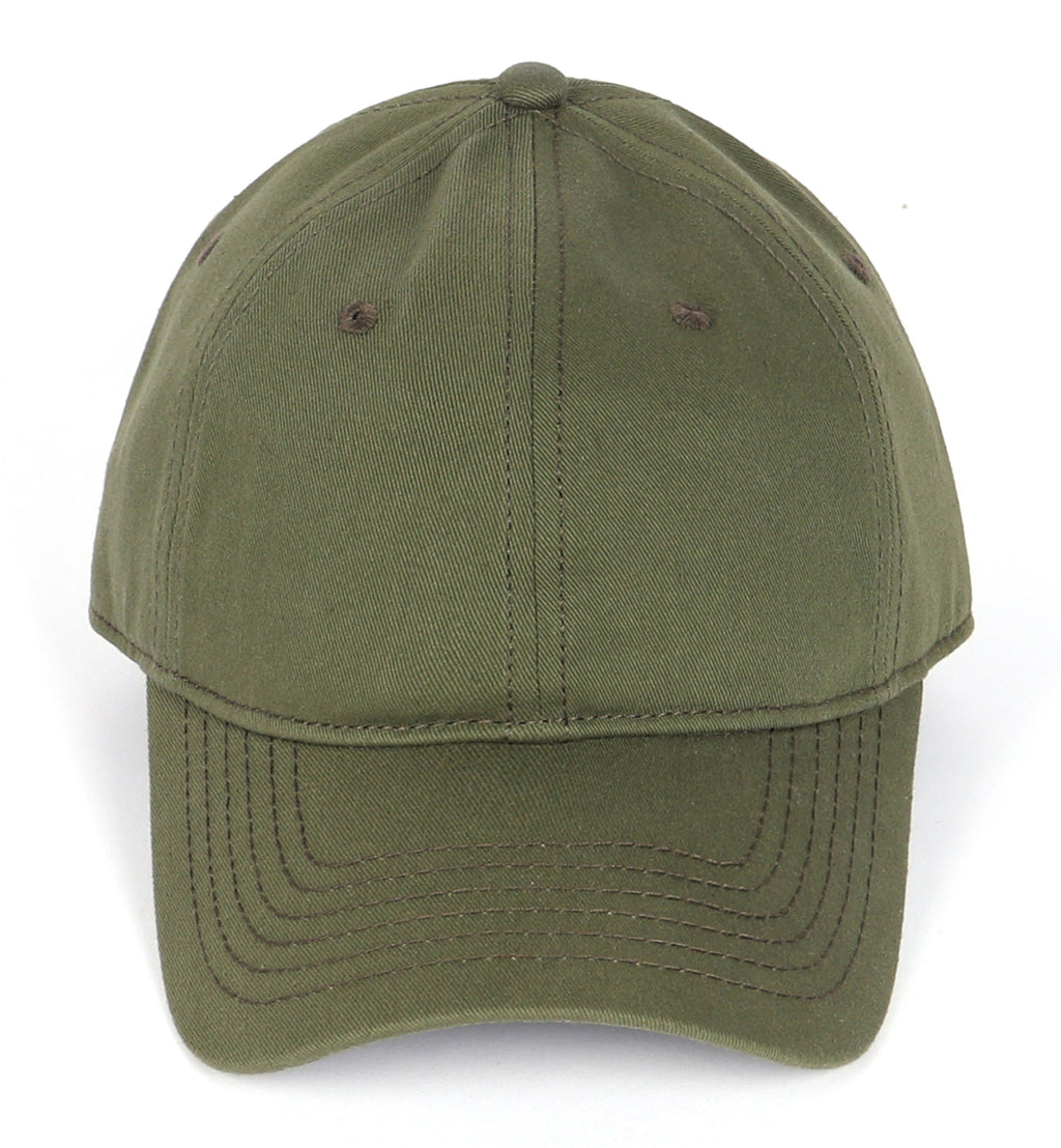 Army green cotton baseball cap for big heads XXL - front view