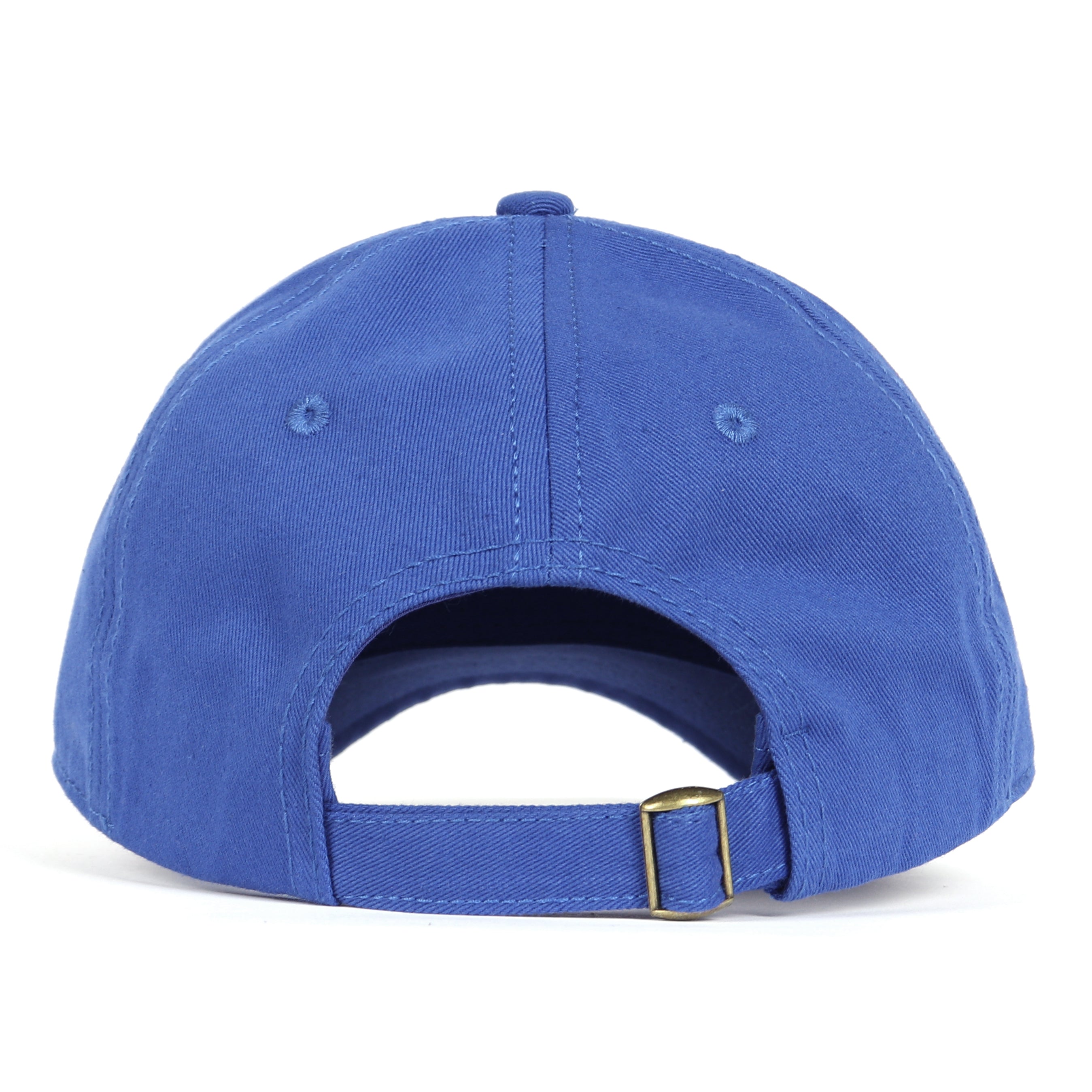 Royal blue oversized cotton baseball cap - adjustable strap close-up