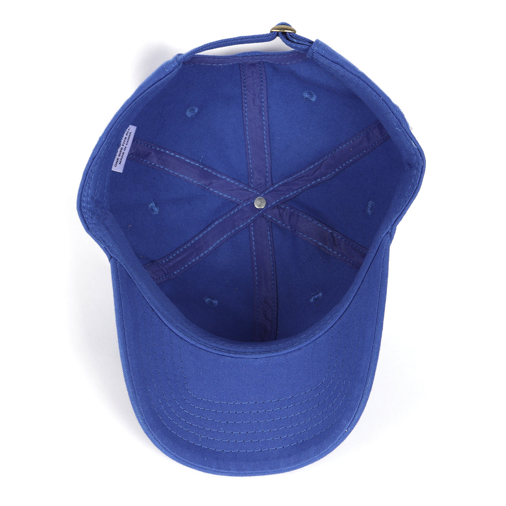 Royal blue oversized cotton baseball cap - interior detail