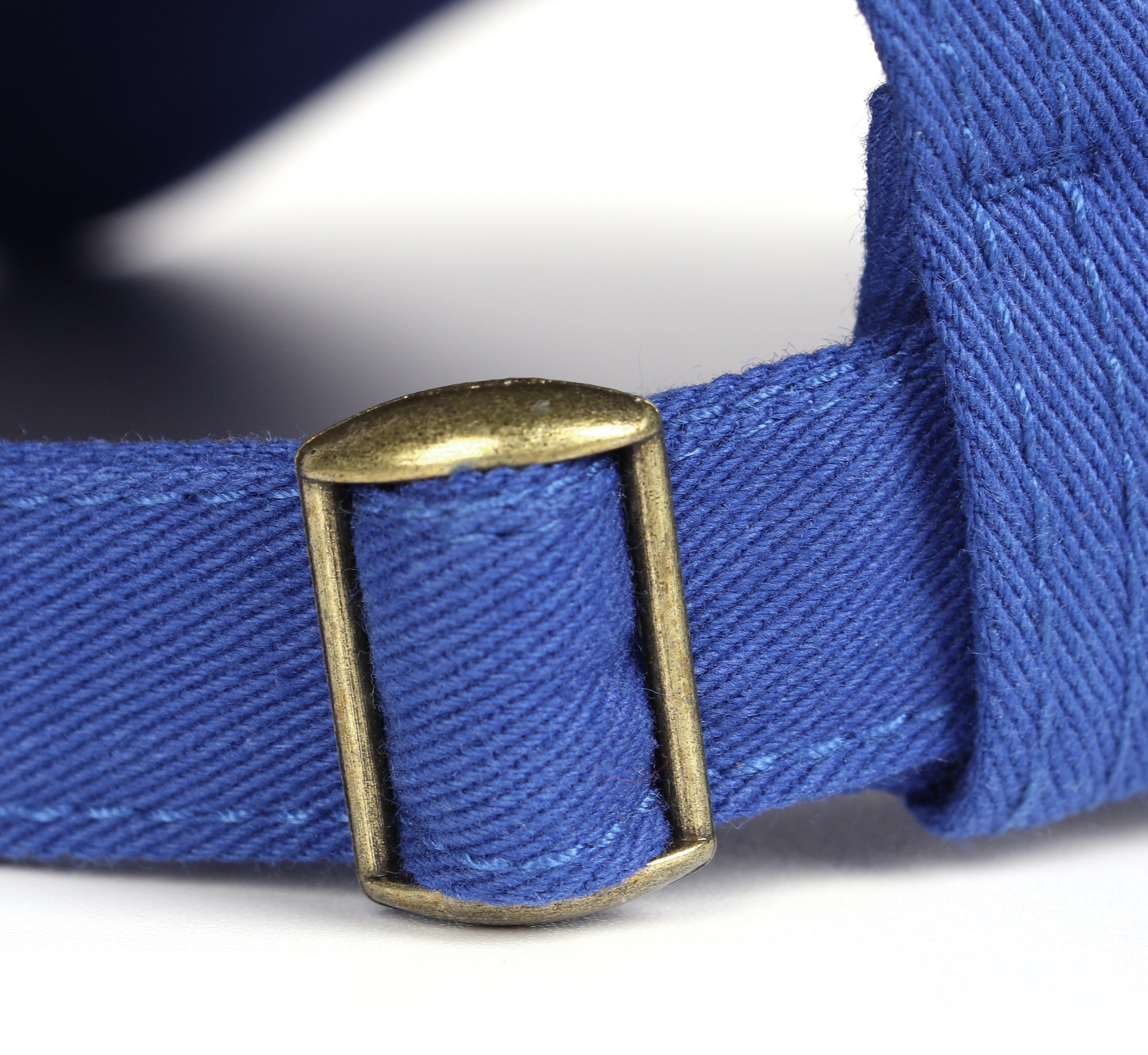 Royal blue oversized cotton baseball cap - adjustable strap close-up