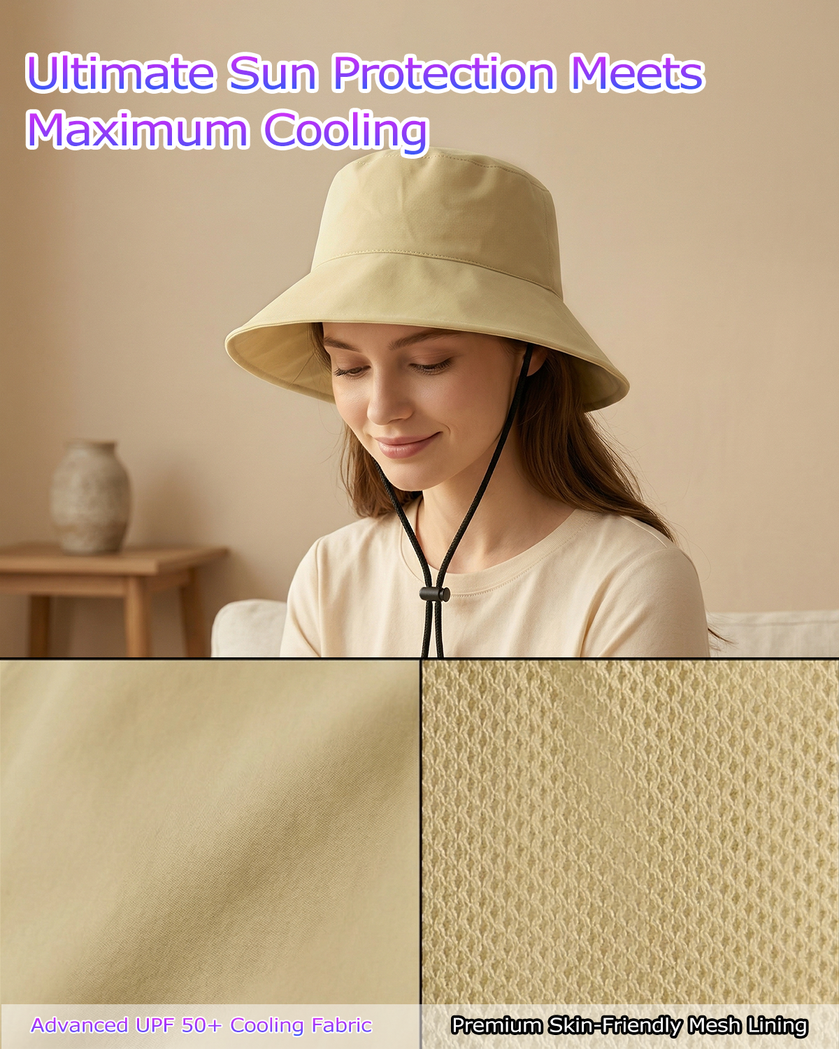 Cooling Wide Brim Sun Hat for Big Heads