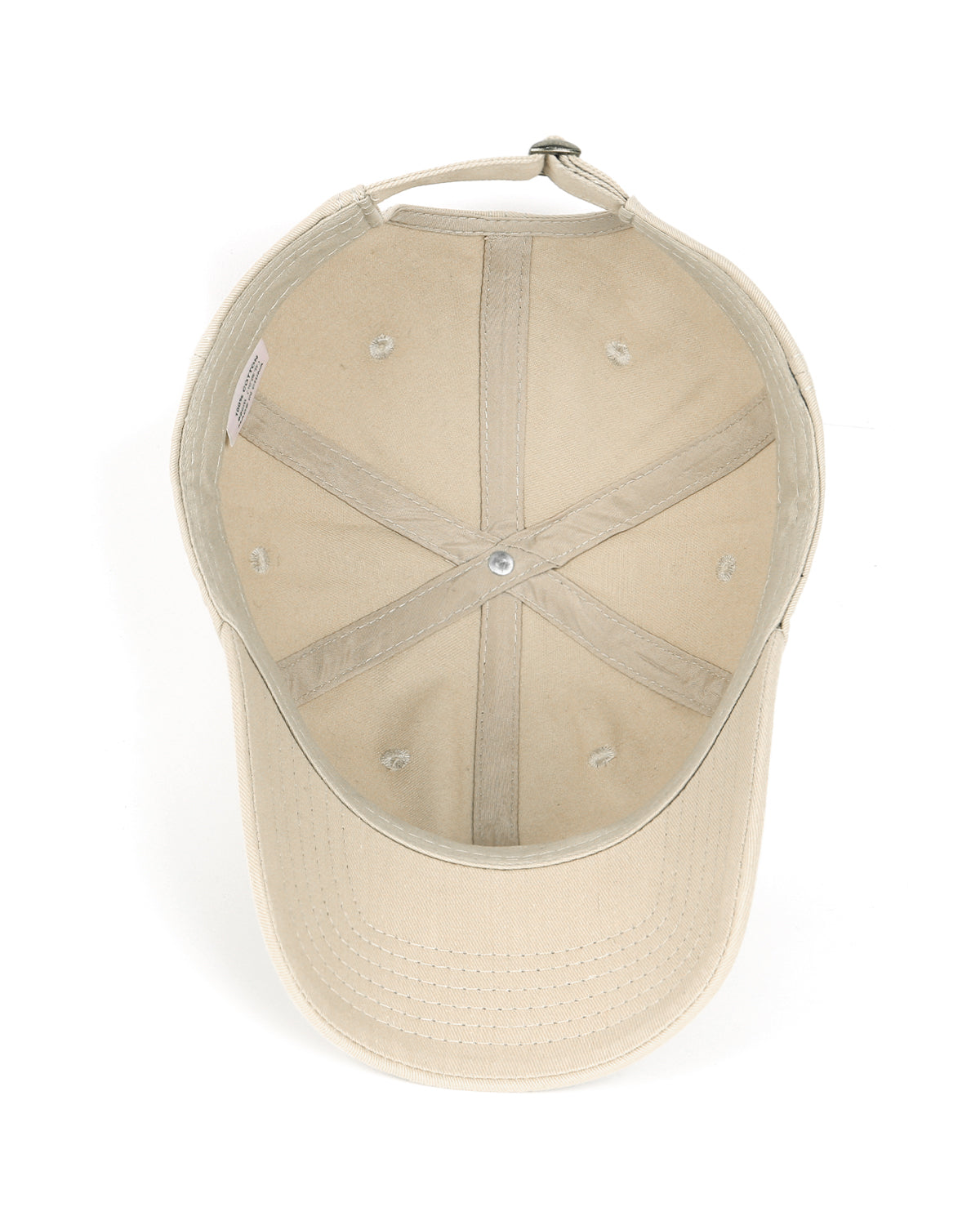 Beige cotton baseball cap for big heads XXL - interior detail