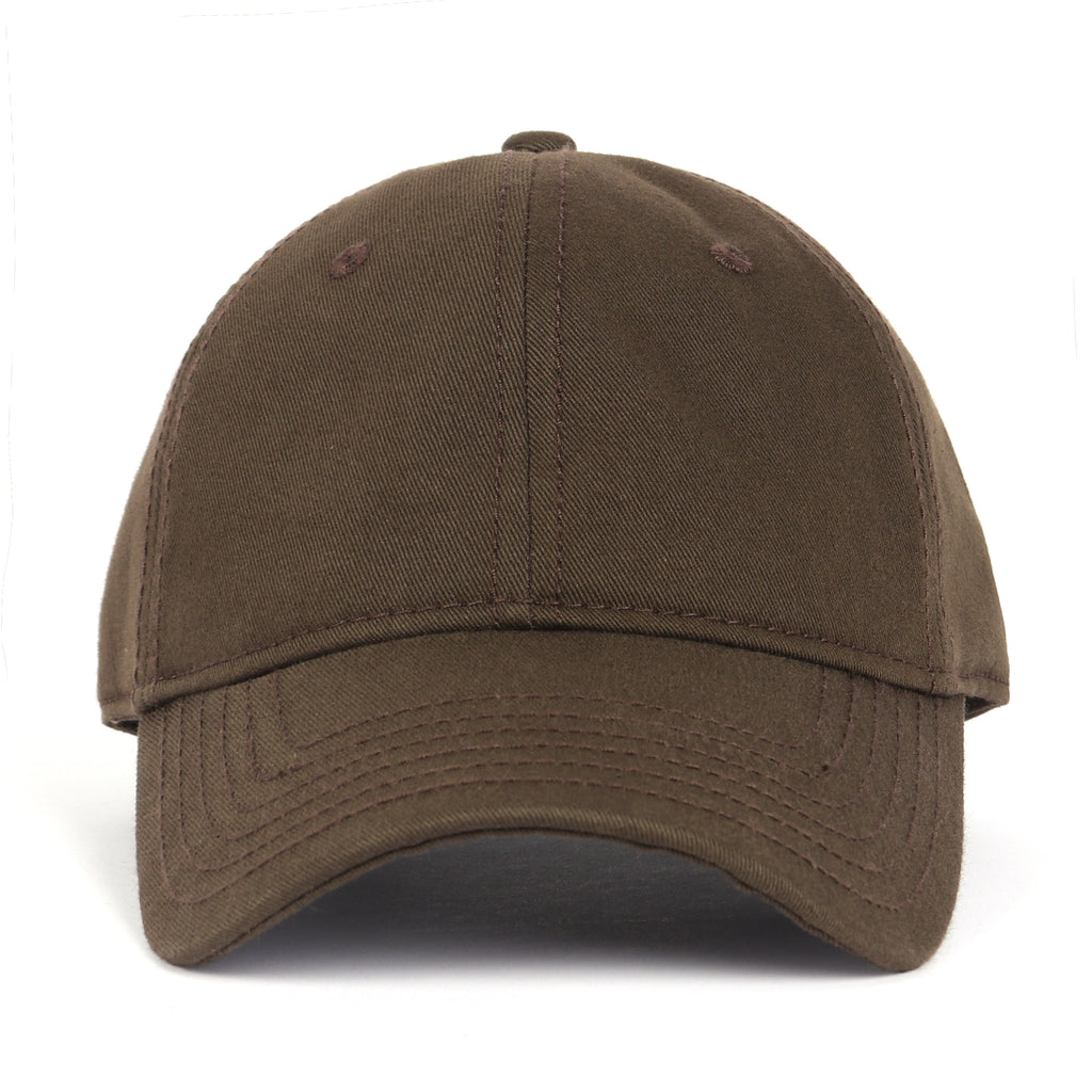 Brown cotton baseball cap for big heads - front view detail