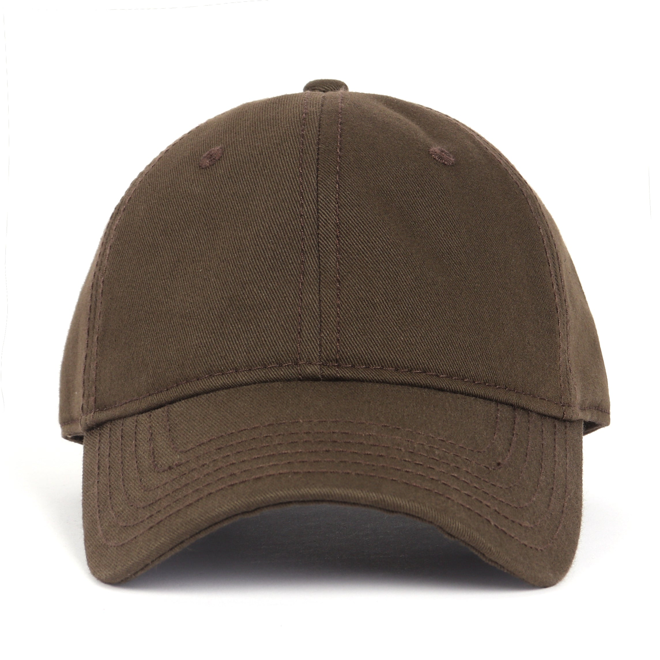 Brown cotton baseball cap for big heads - front view detail