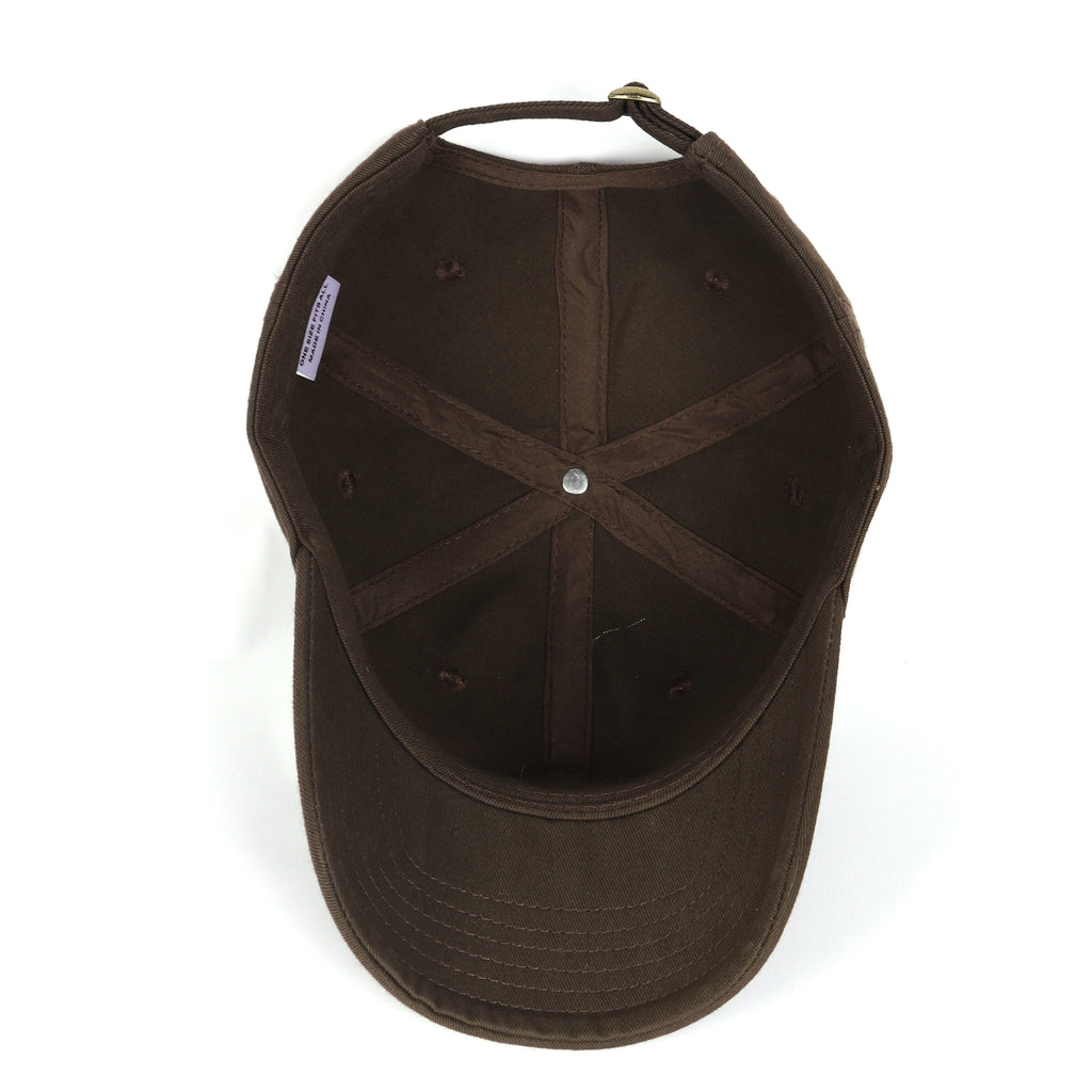 Brown cotton baseball cap for big heads - interior detail