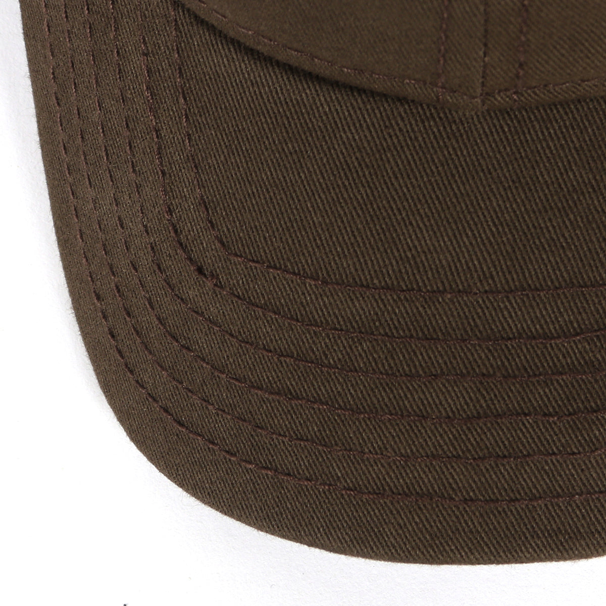 Brown oversized cotton baseball cap - curved brim close-up