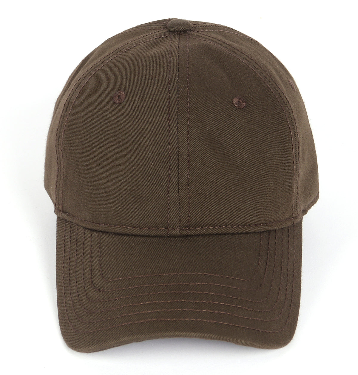 Brown cotton baseball cap for big heads - front view detail
