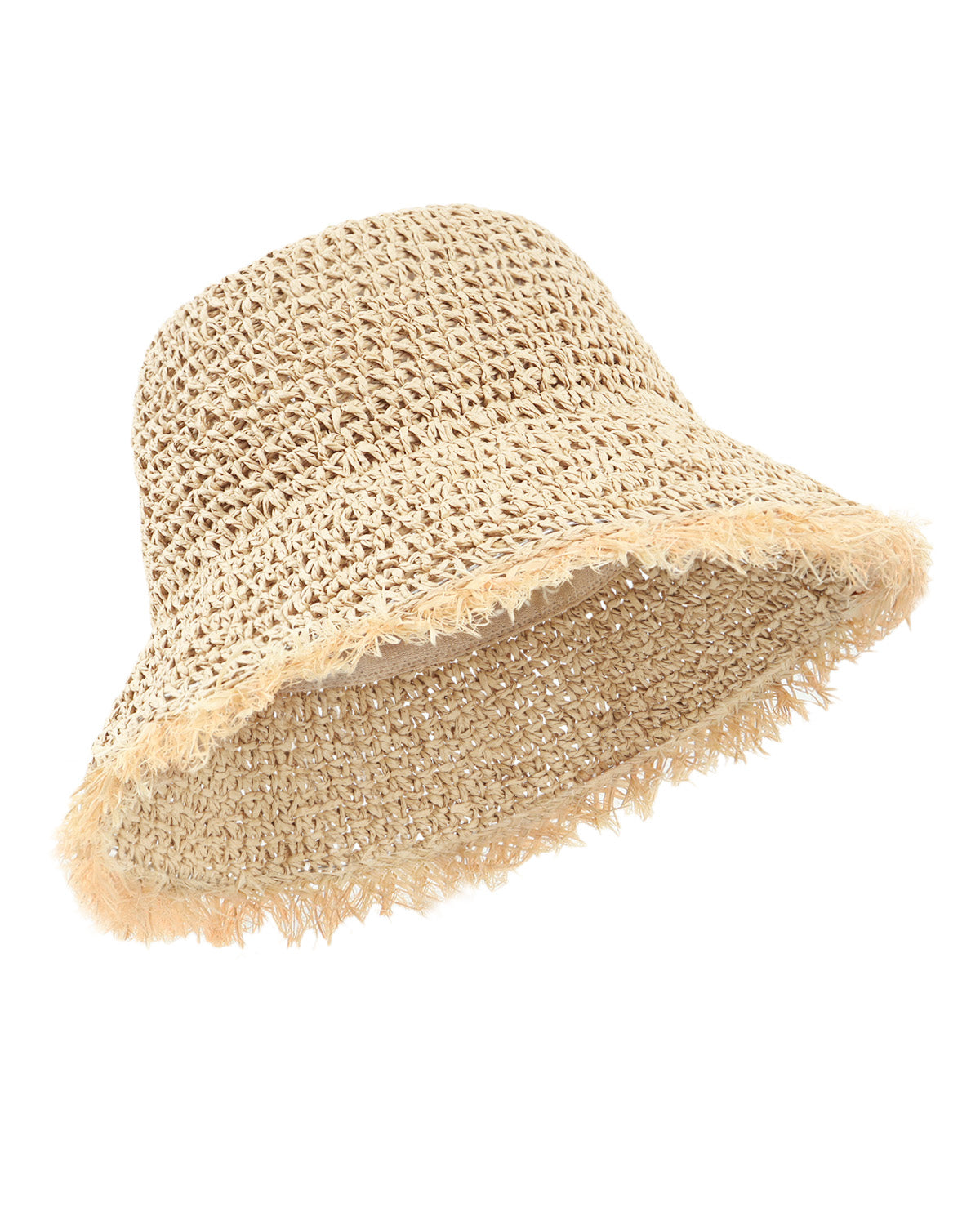 Beige straw bucket hat for big heads XXL - front view - Zylioo