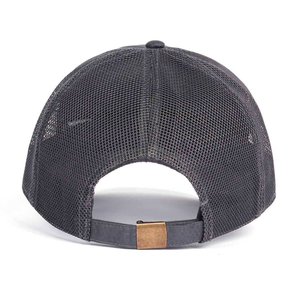  Grey breathable mesh trucker hat for big heads - back view