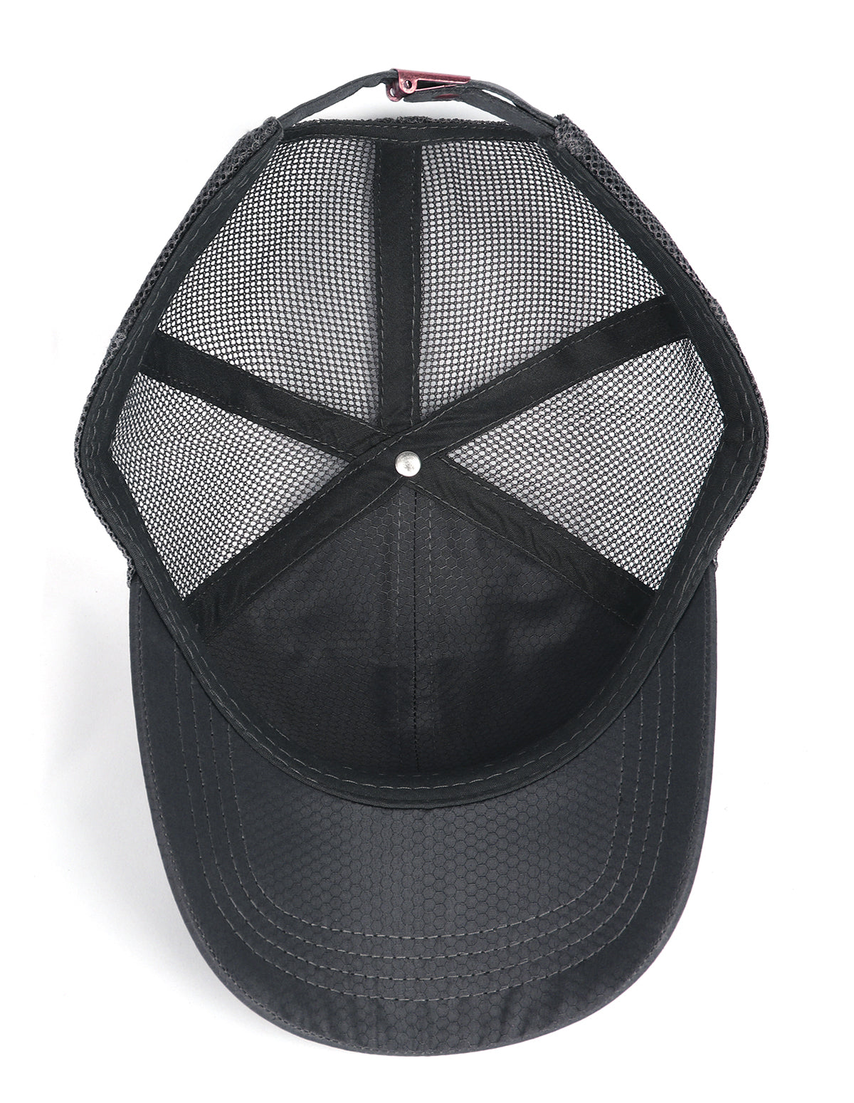  Grey breathable mesh trucker hat for big heads - interior sweatband detail