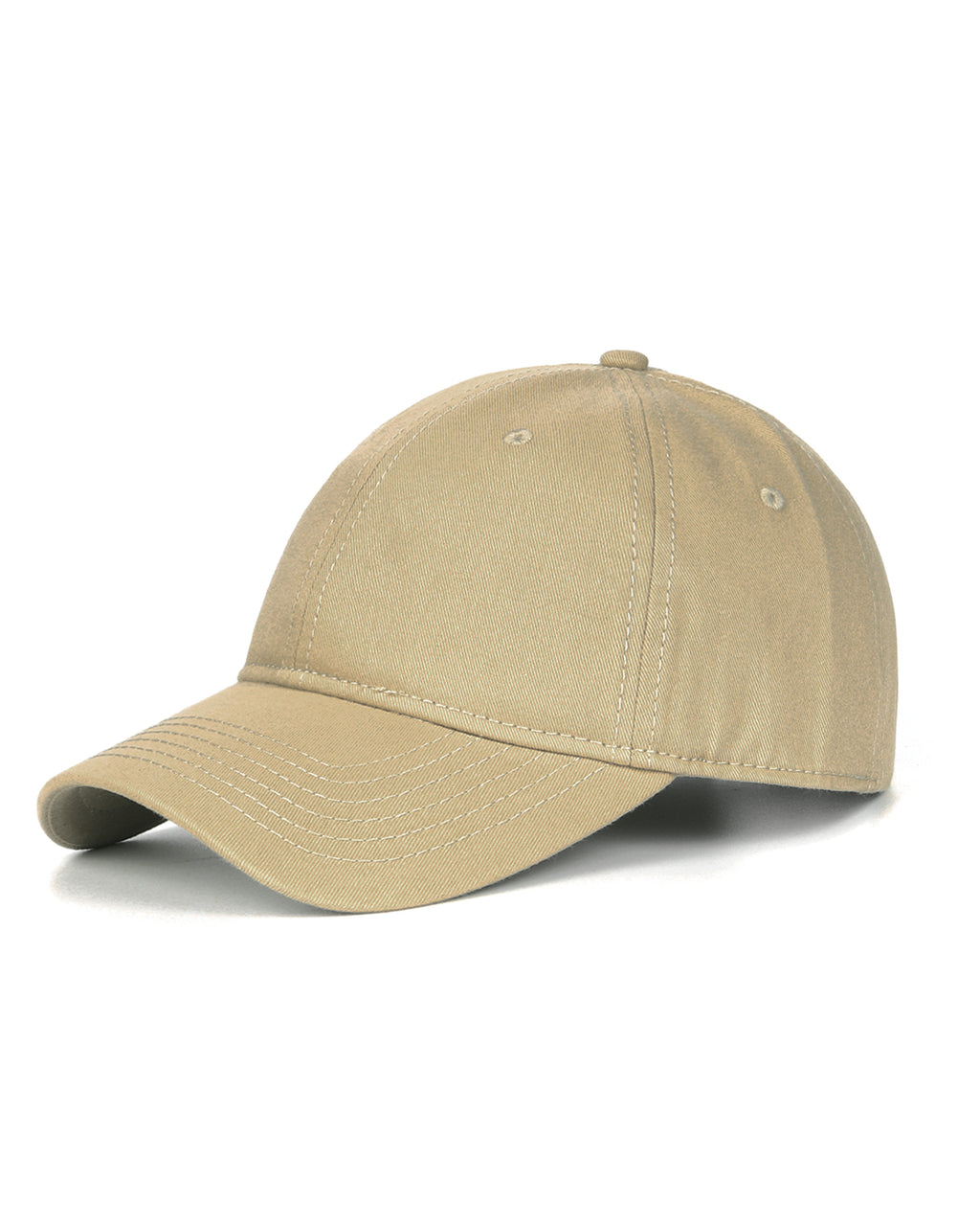 Khaki cotton baseball cap for big heads adjustable fit