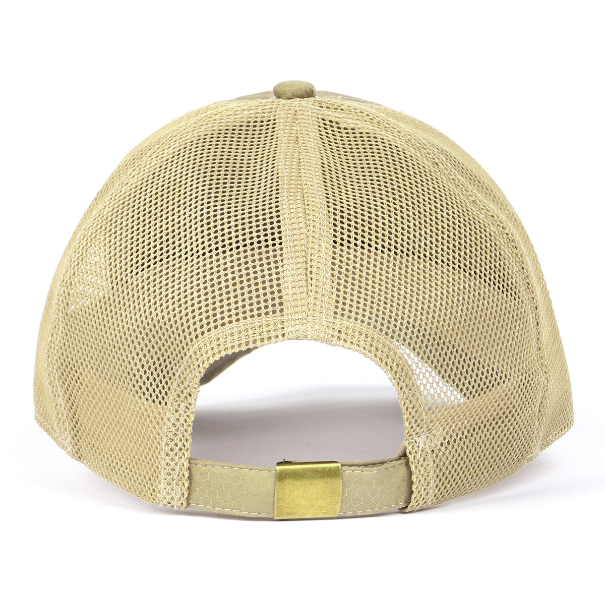  Khaki breathable mesh trucker hat for big heads XXL - front view - Zylioo