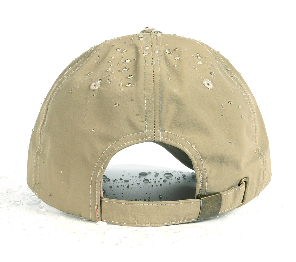 Khaki quick-dry baseball cap for big heads - back view