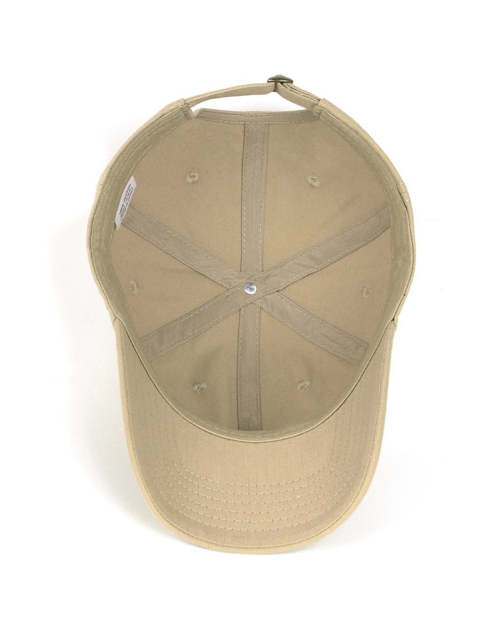 Beige cotton baseball cap for big heads - interior detail