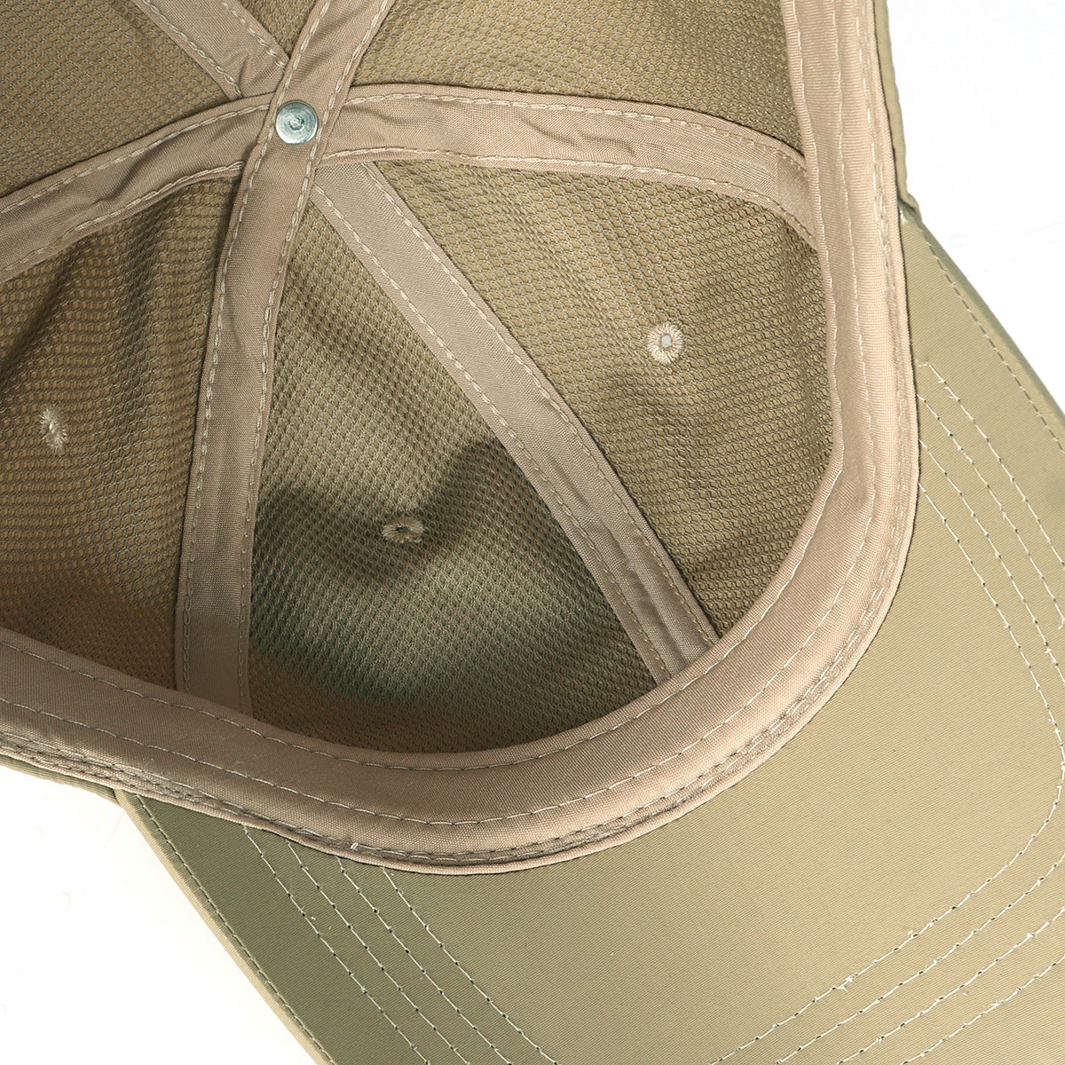 Khaki quick-dry baseball cap for big heads - interior sweatband detail